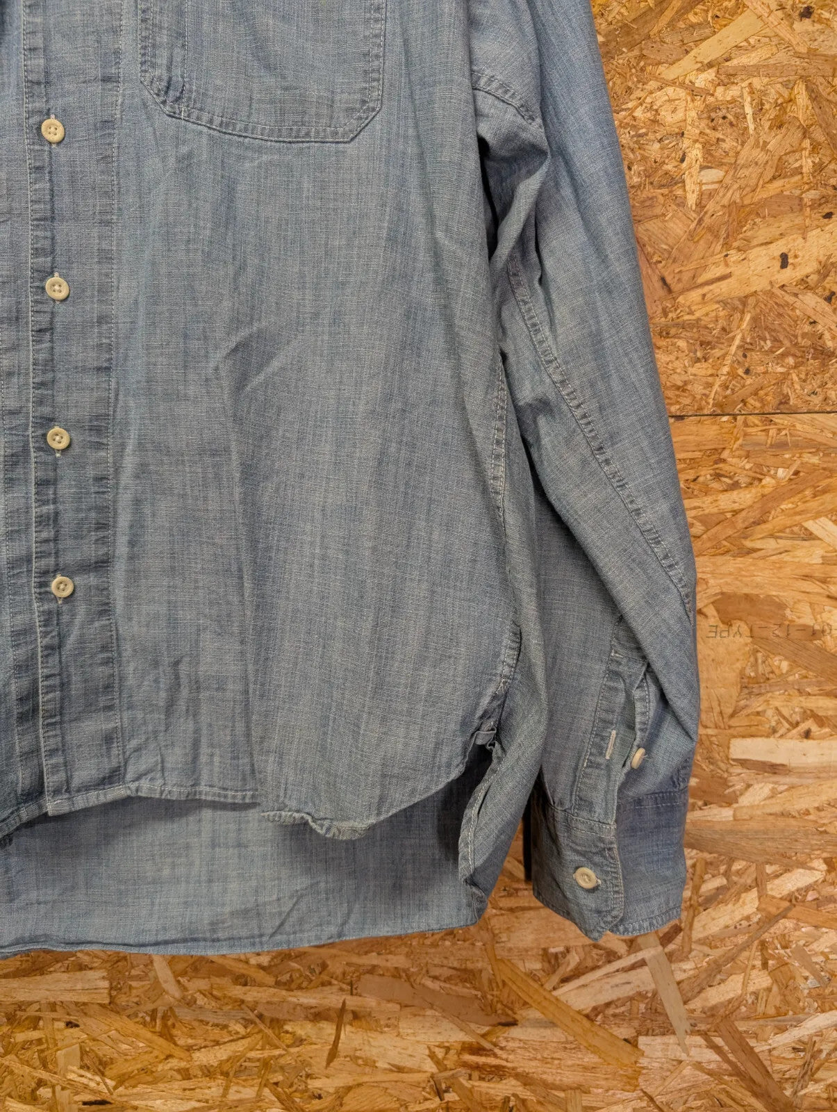 & Sons Hemp Denim Shirt Mens XL Light Blue Wash Long Sleeve Button Up Heritage