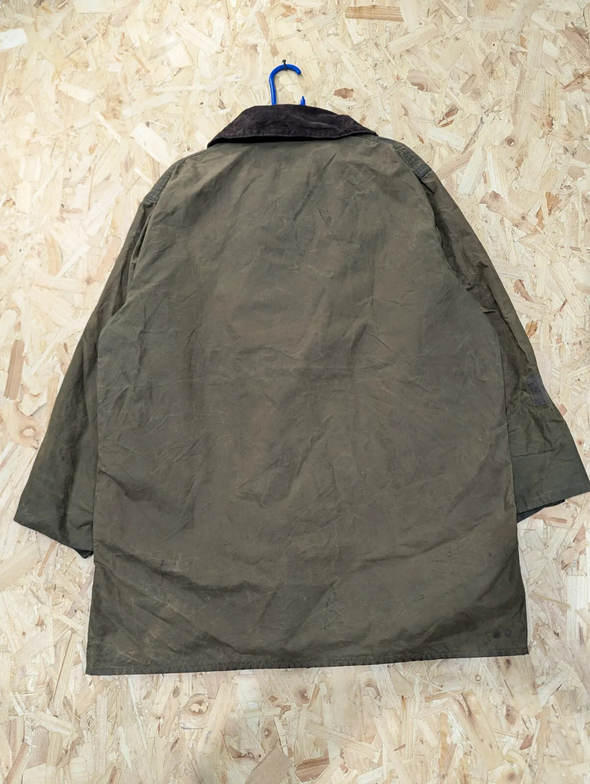 Vintage Barbour Border Wax Jacket Mens XL C44 Sage Green Tartan Lining 80s