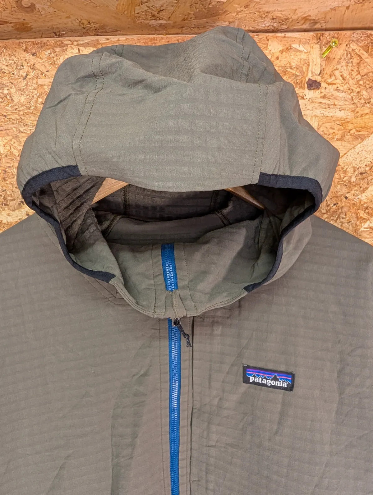 Patagonia R1 TechFace Hoody Jacket Mens XL Khaki Green Full Zip Microgrid Fleece