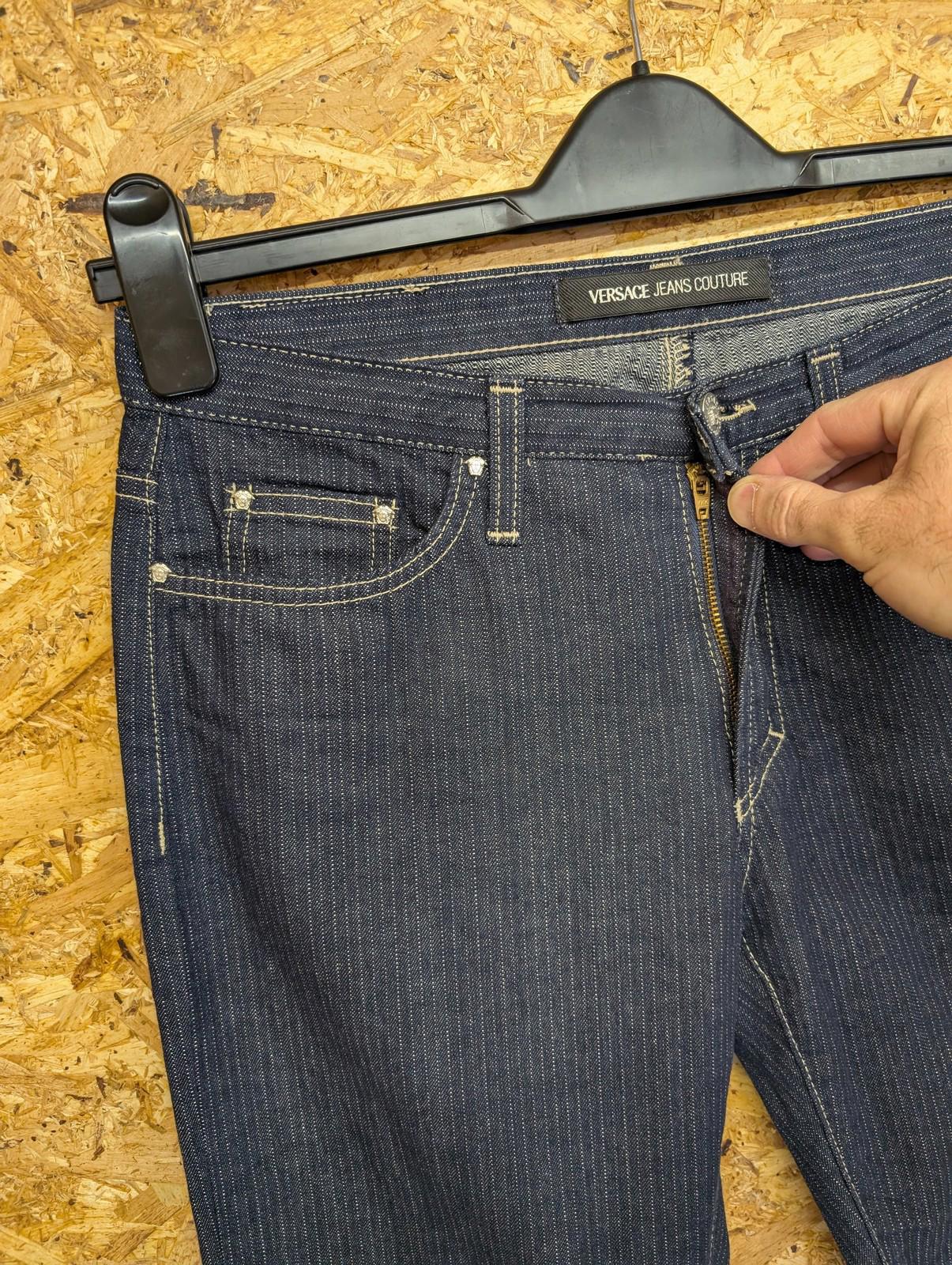Versace Jeans Couture W28 L33 Women Regular Bootcut Denim Blue Striped Italy