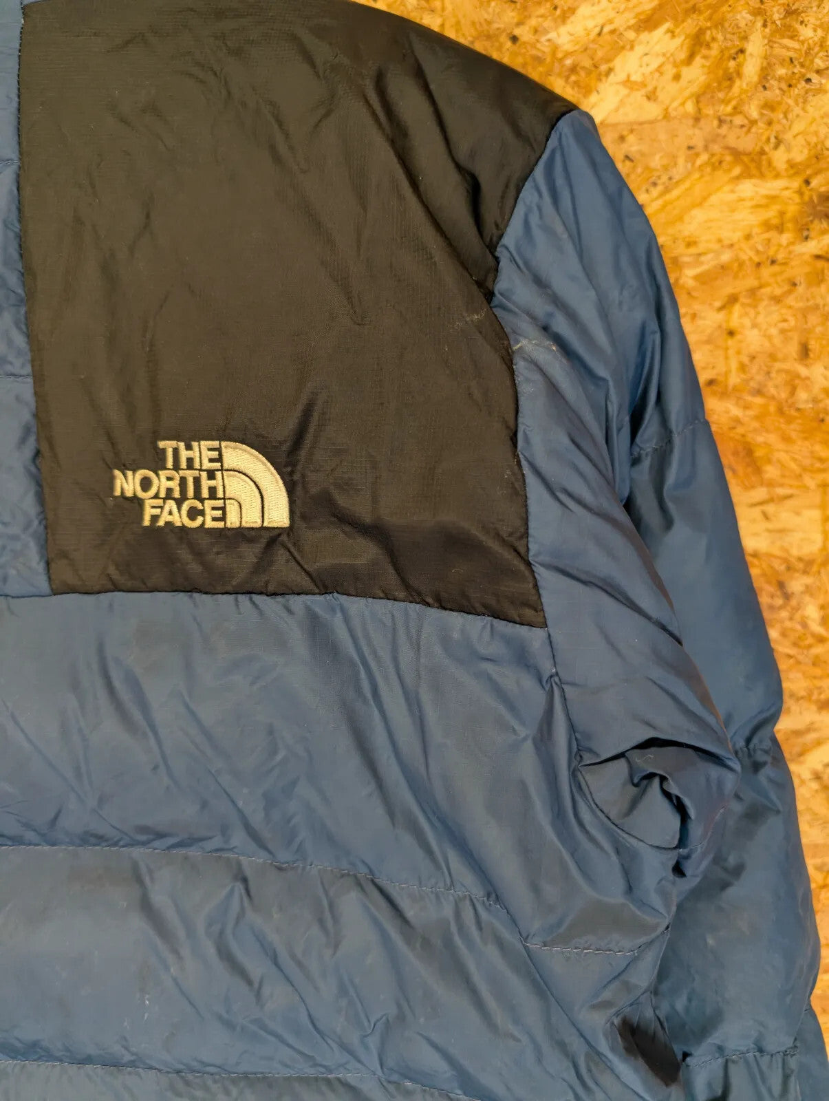North Face 700 Nuptse Puffer Jacket Mens XS Blue Black Nylon Down Feathers