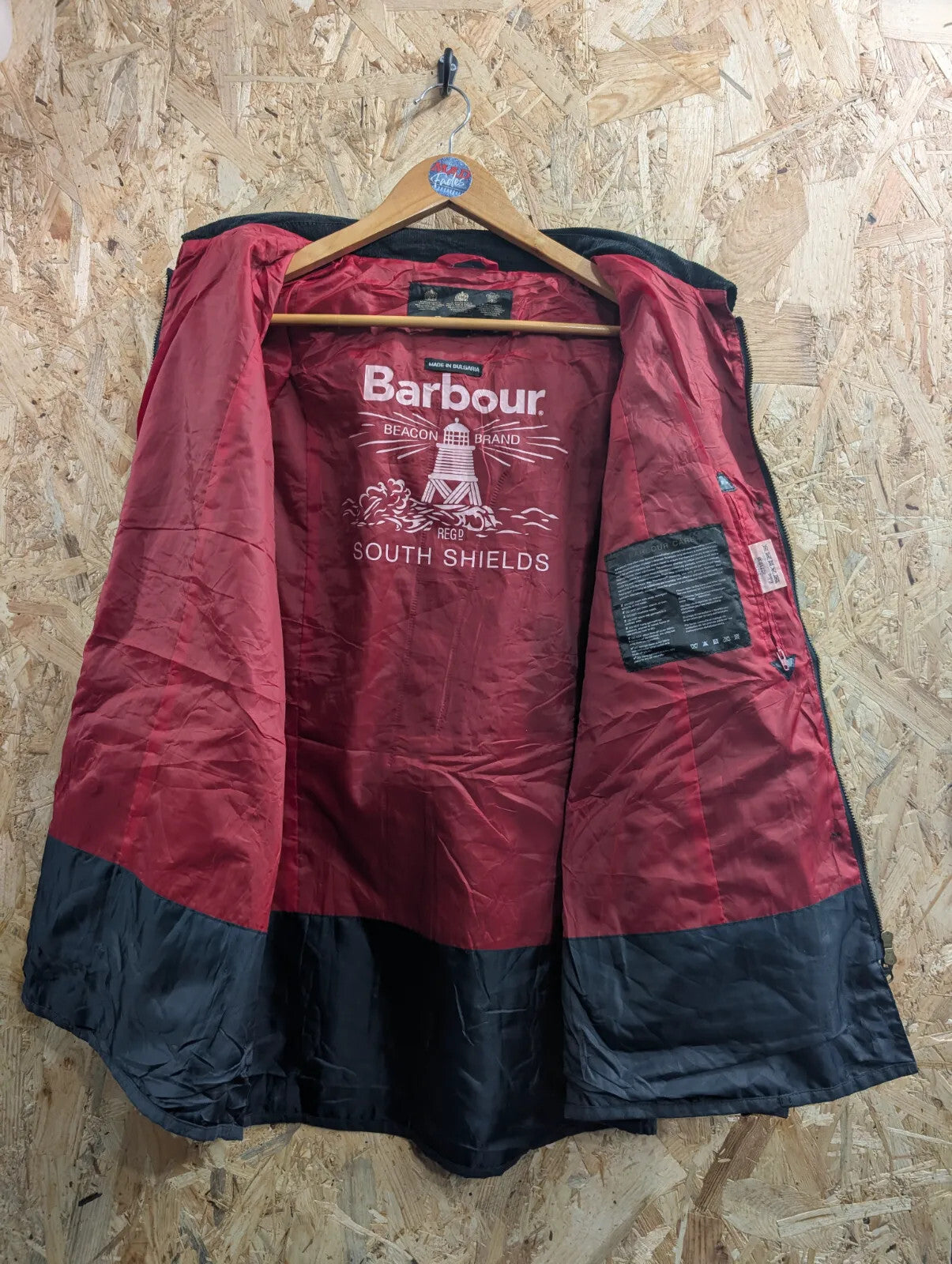 Barbour Shore Waxed Jacket Womens UK16 Navy Blue Hooded Country Parka Lined