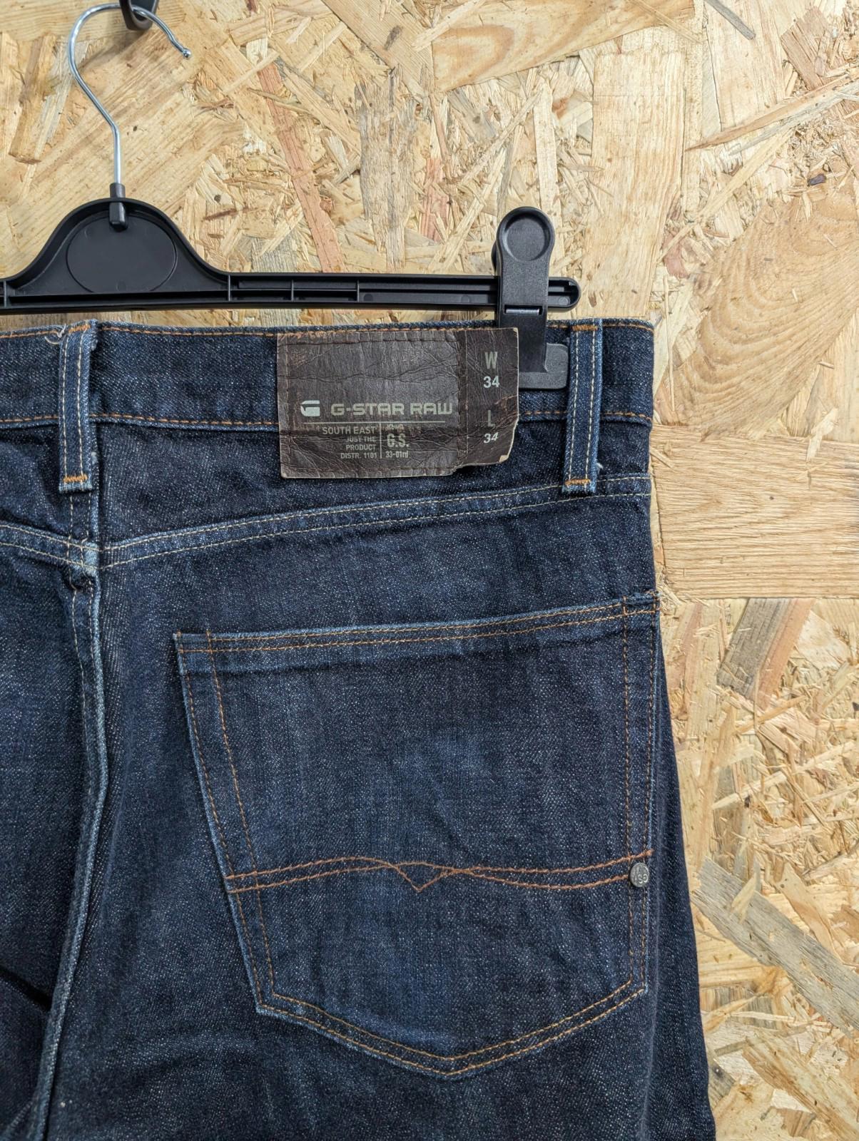 G-Star Jeans W34 L34 Navy Blue Denim Classic Straight Leg Neppy Button Fly