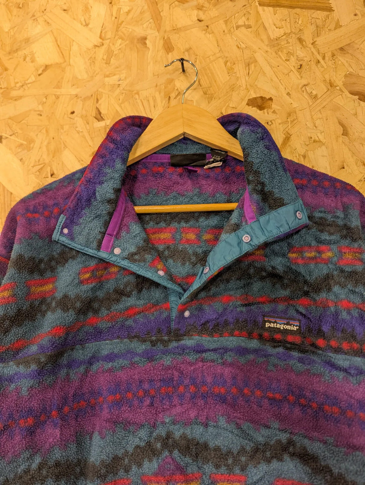 Vintage Patagonia Sacagawea Fleece Men Medium Fleece Geometric Snap-T USA 90s