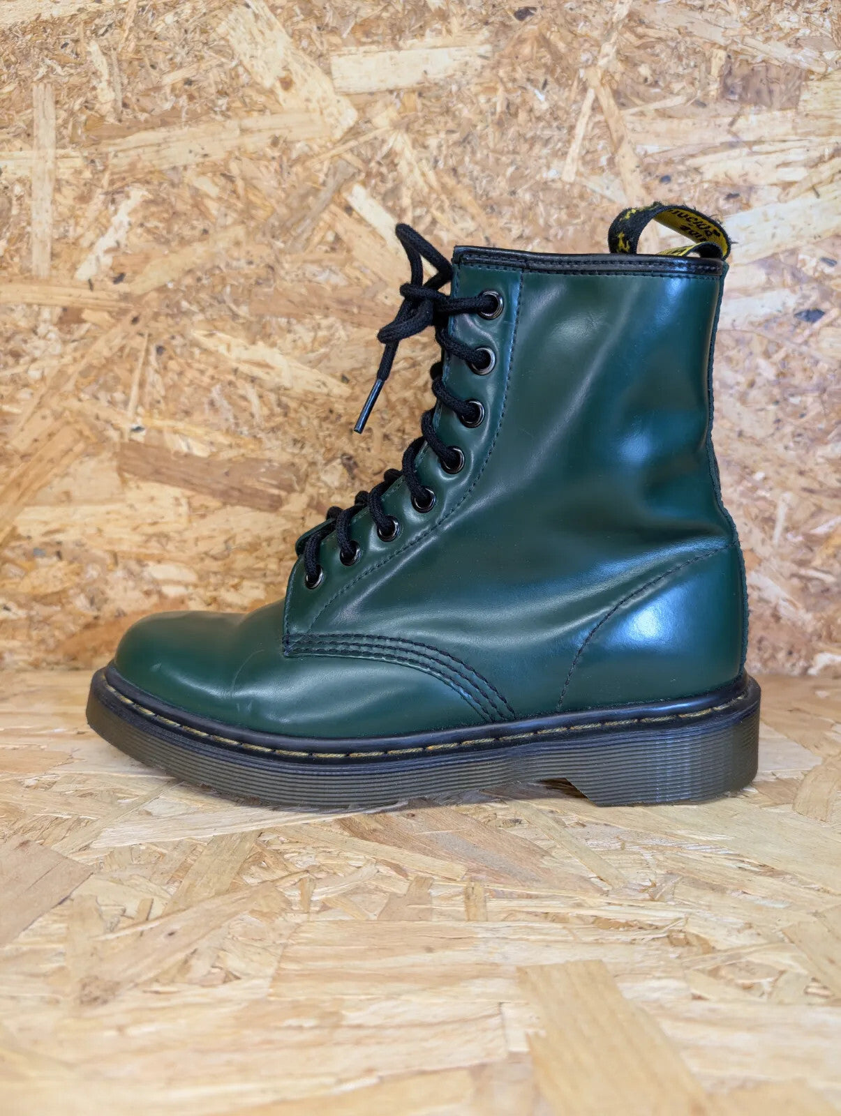 Dr Martens 1460 Green Leather Boots Womens UK 5 EU 38 Lace Up Smooth 10072