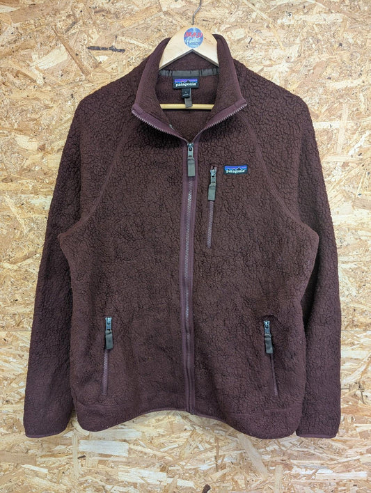 Patagonia Retro Pile Fleece Jacket Large Men Burgundy Red Brown Zip Brown X Snap