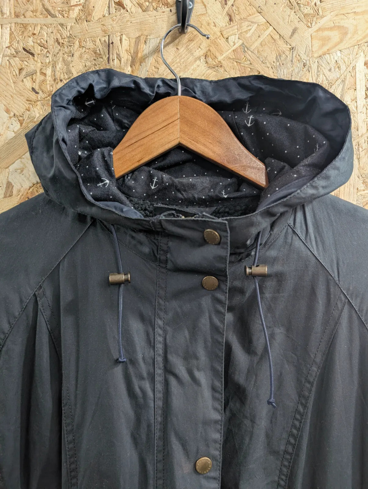 Barbour Retail Beadnell Parka Jacket Womens UK16 Blue Fleece Lined Waterproof
