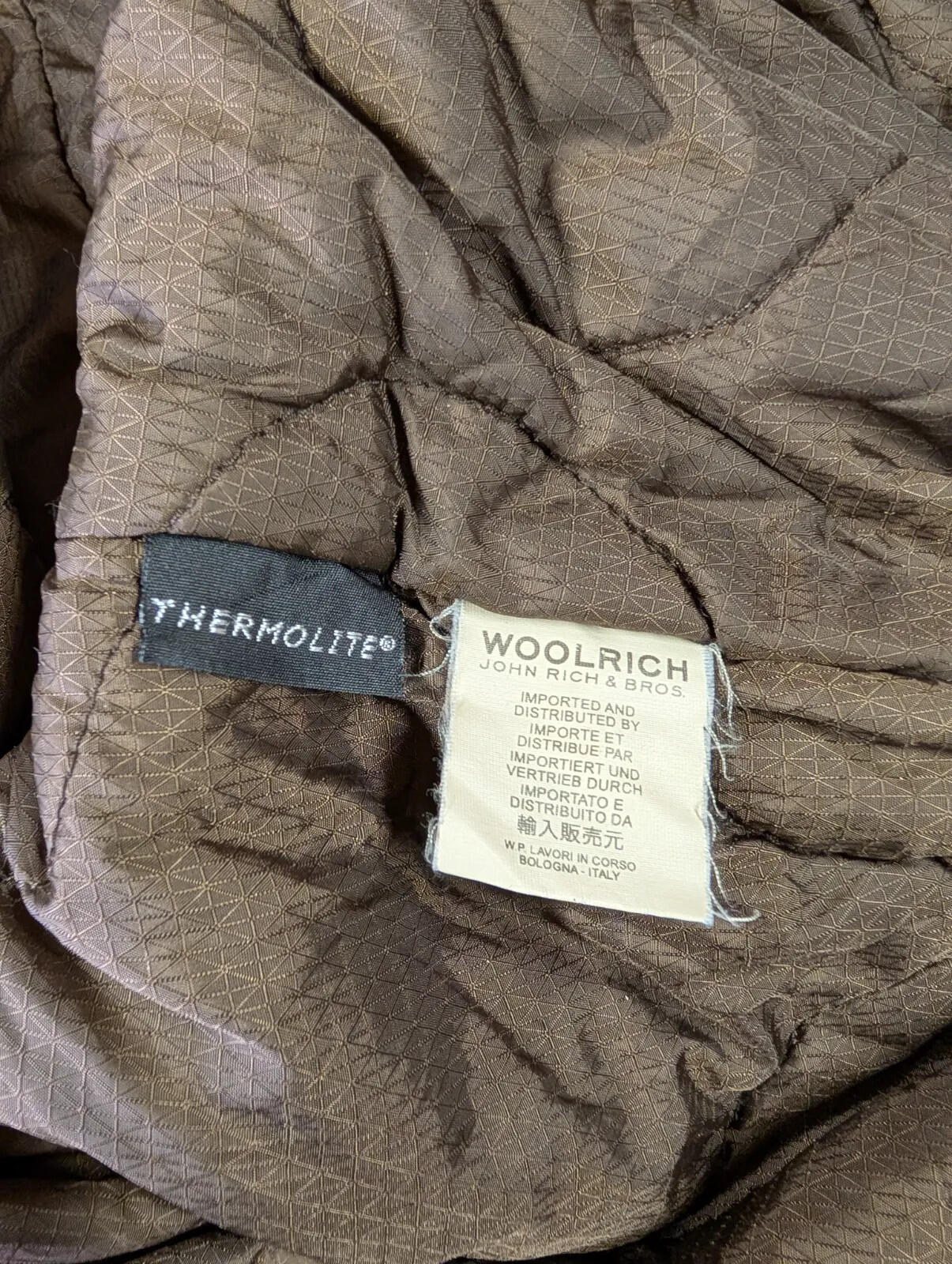 Woolrich Hooded Bomber Jacket Mens Medium Black Thermolite Canvas Fleece Snorkel