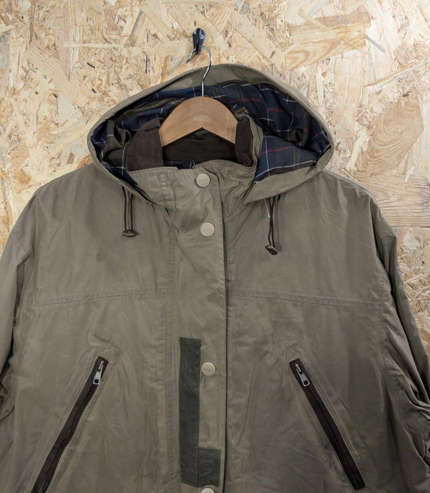 Barbour Beige Coldstream Jacket Size 16 Women Waterproof Tartan Lined Hooded