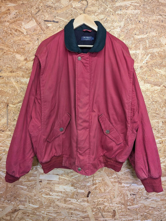 Gant The Flyer Bomber Jacket Large Men Vintage 80s Red Cotton Wool Lined Coat