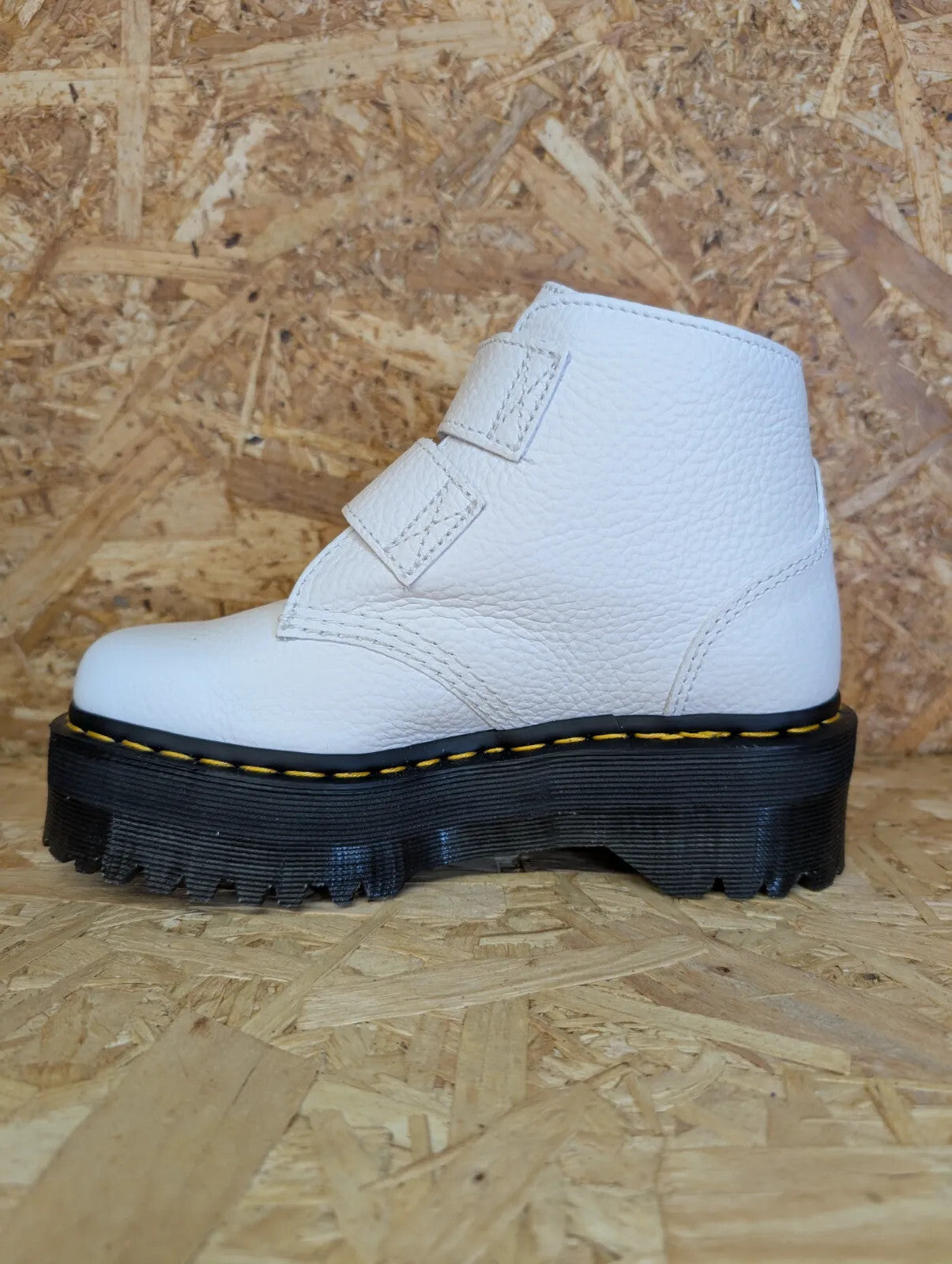 Dr Martens Devon Heart Platform Ankle Boots Women UK 3 White Leather Full Grain