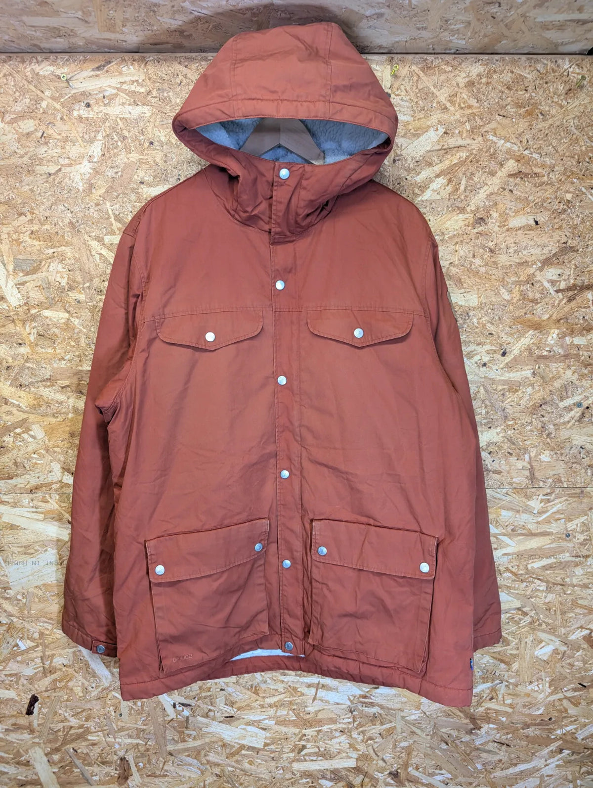 Fjallraven Greenland Winter Jacket Men XXL Rust Orange G1000 Fleece Lined Wax