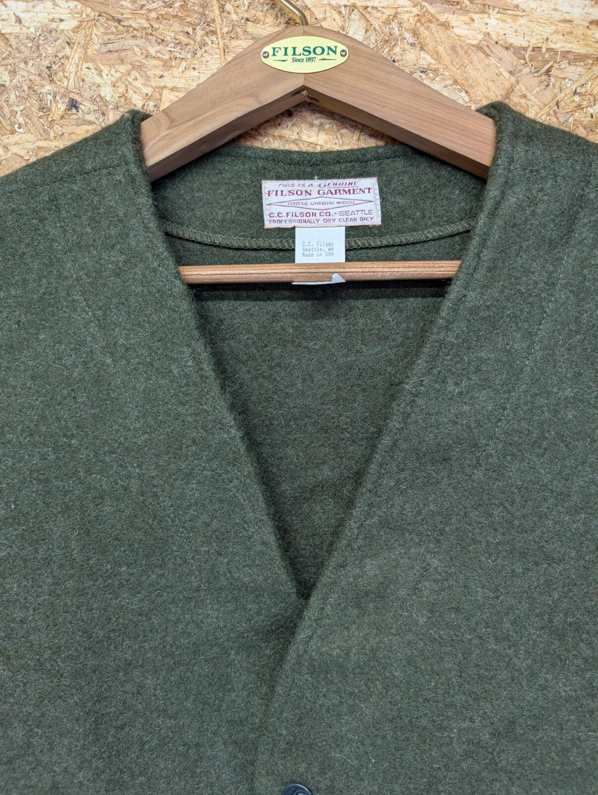 Filson Mackinaw Wool Vest Button Up Mens 3XL 48 Forest Green USA Made Style 20