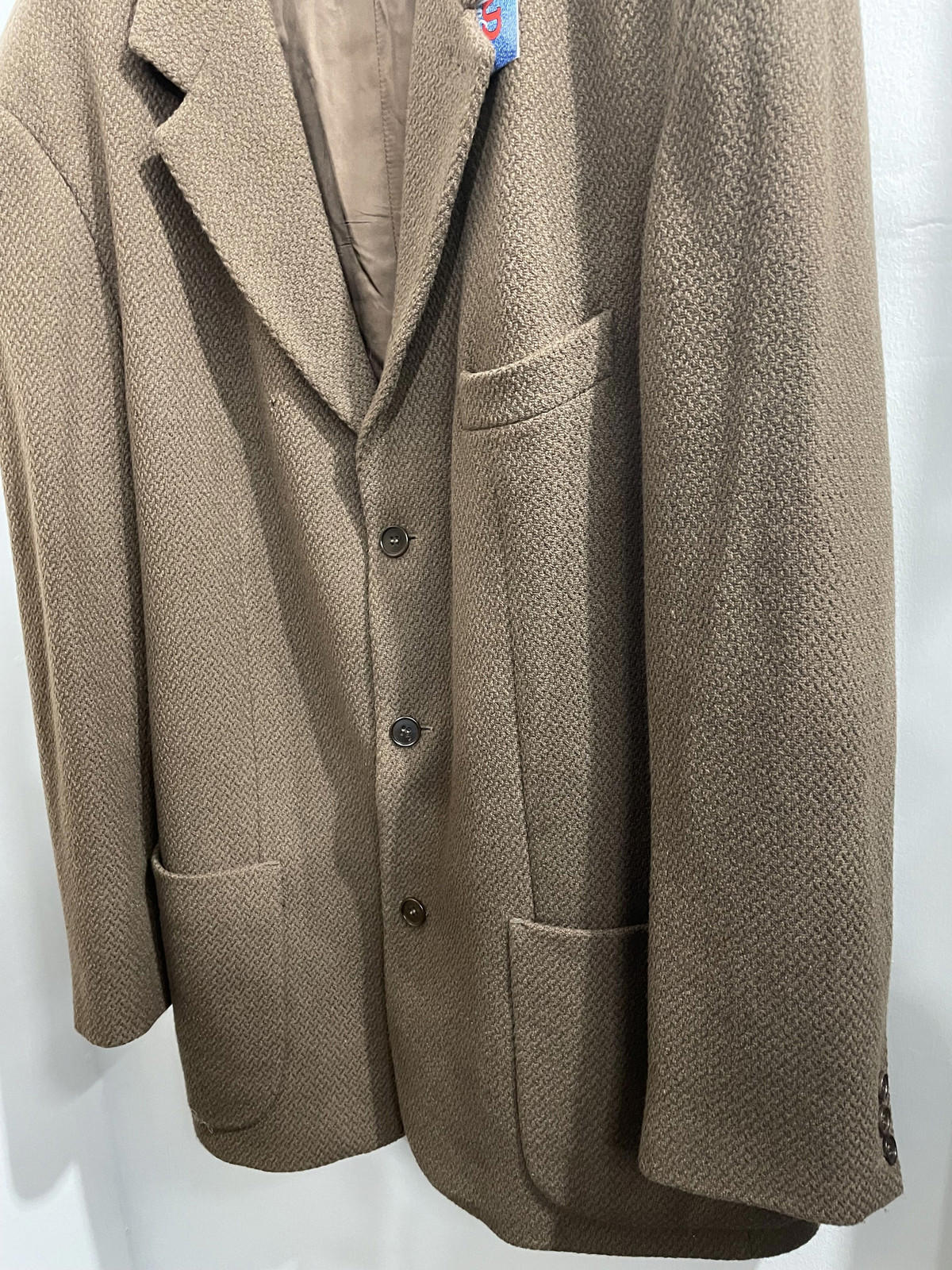 Emporio Armani Mens 2XL Smart Overcoat Jacket Brown 100% Wool Made In Italy