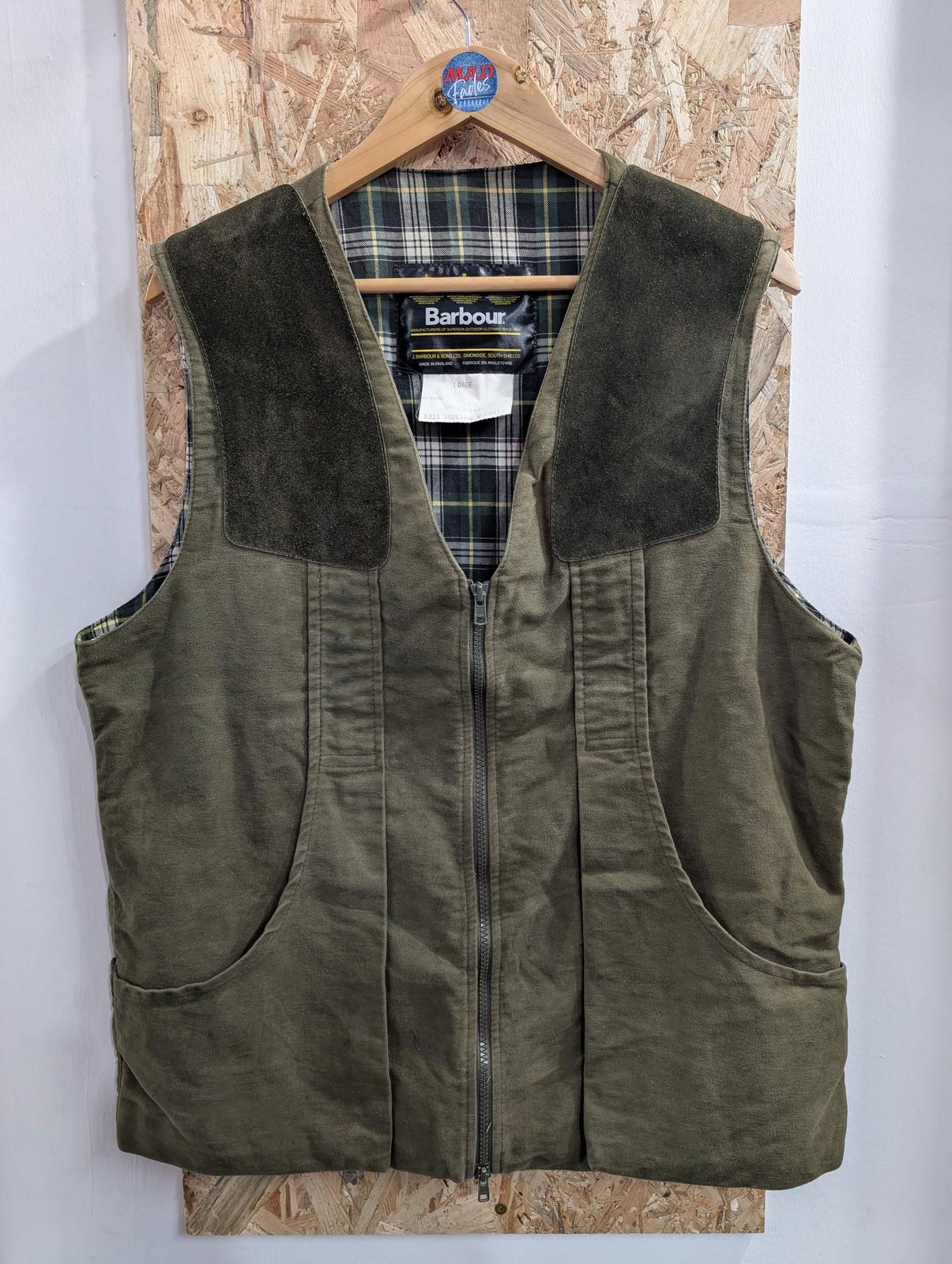 Barbour Shooting Waistcoat Large Men Khaki Green Cotton Hunting Vest Moleskin