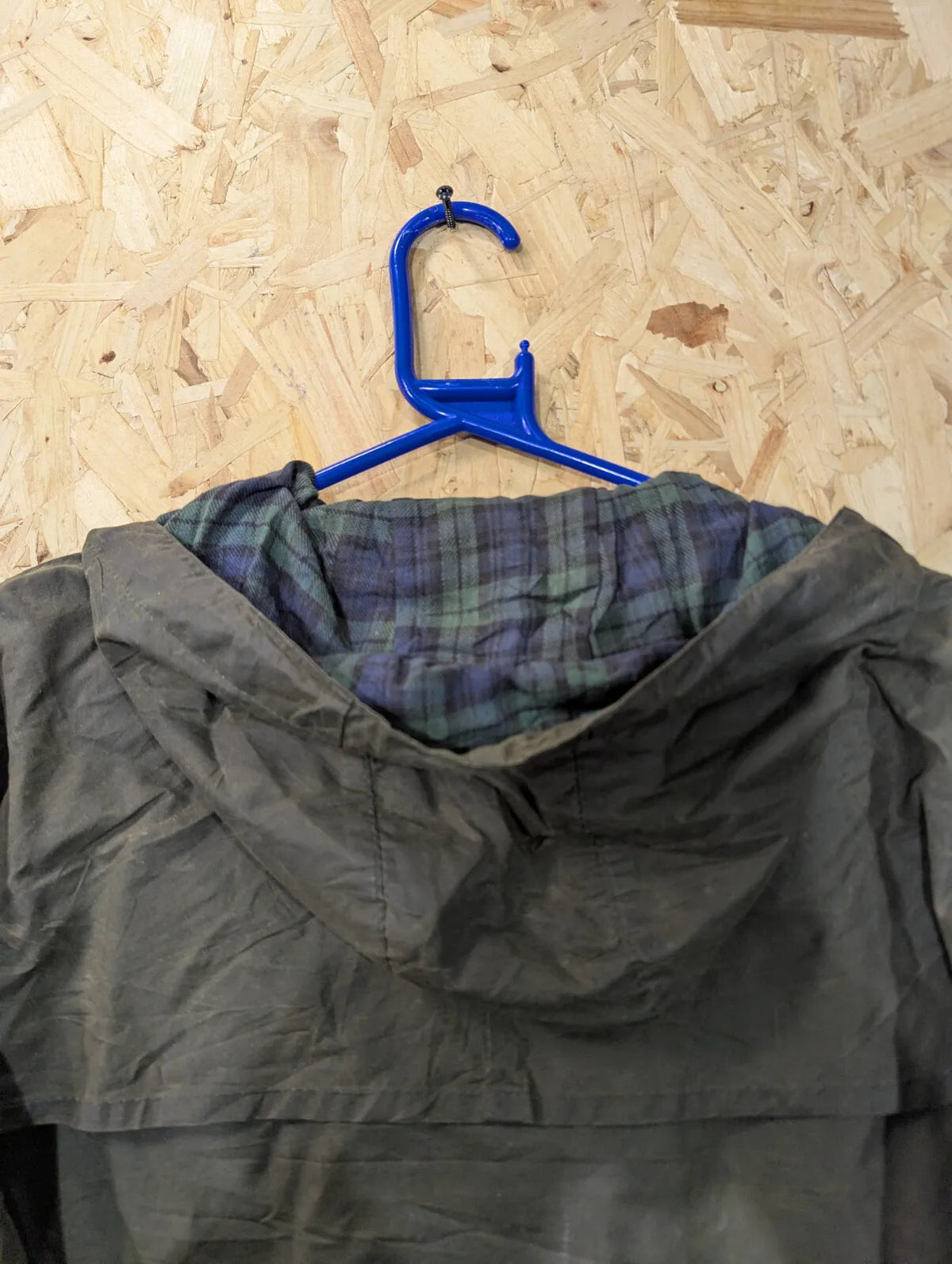 Vintage Barbour Durham Wax Jacket Mens C40 Medium A5 Black Navy Blue Tartan 90s