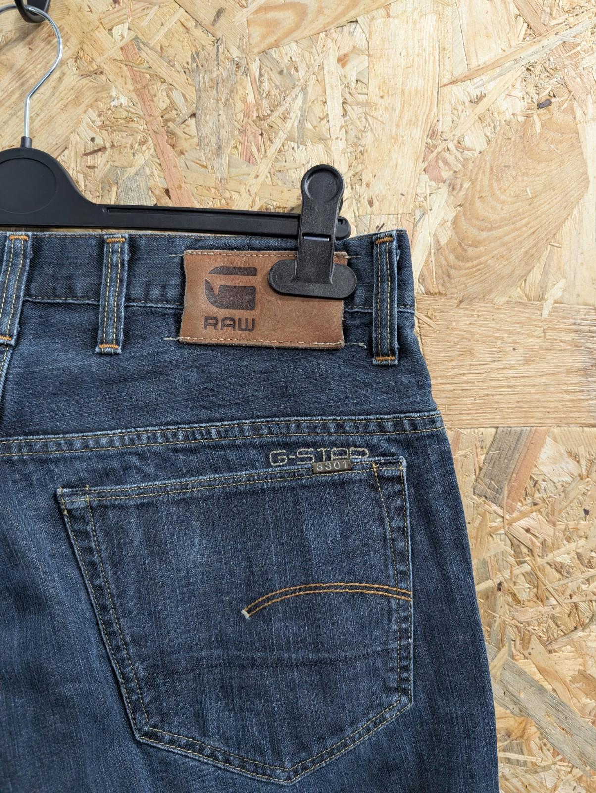 G-Star Jeans W34 L32 3301 Classic Navy Blue Denim Straight Leg Button Fly