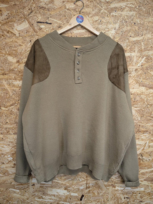 Filson Henley Guide Jumper XXL Men Wool Khaki Tan Brown Shoulder Patch Made USA