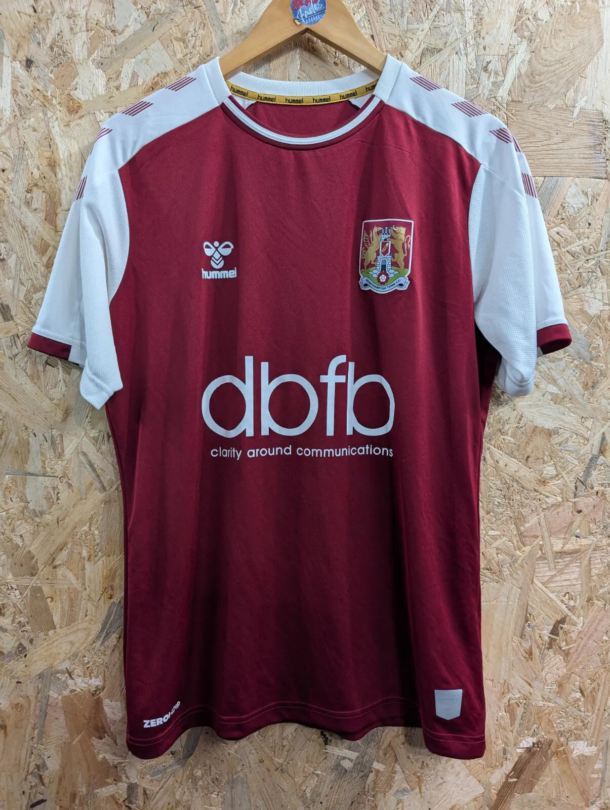 Northampton Town FC 20/21 Home Football Shirt Men Medium Burgundy S/S Hummel