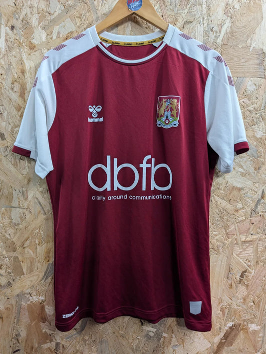 Northampton Town FC 20/21 Home Football Shirt Men Medium Burgundy S/S Hummel
