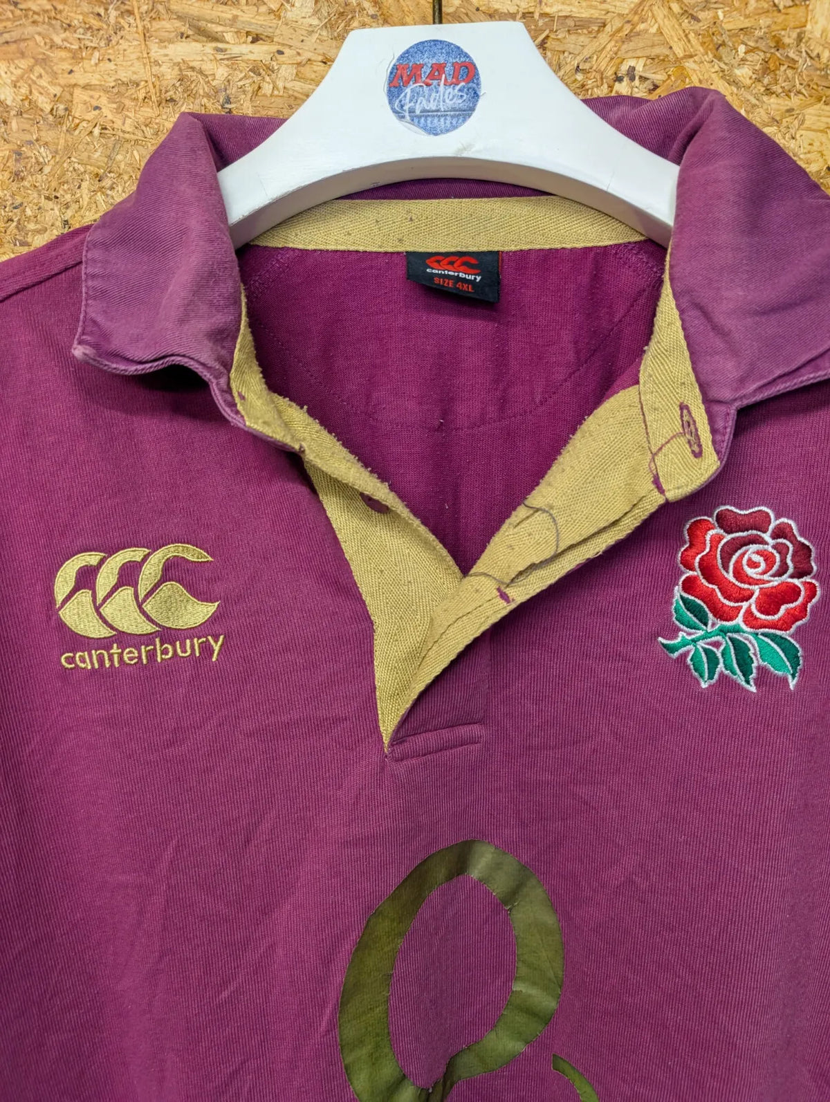 England Away Rugby Shirt 12/13 Men 4XL Purple S/S Alternative Canterbury Gold