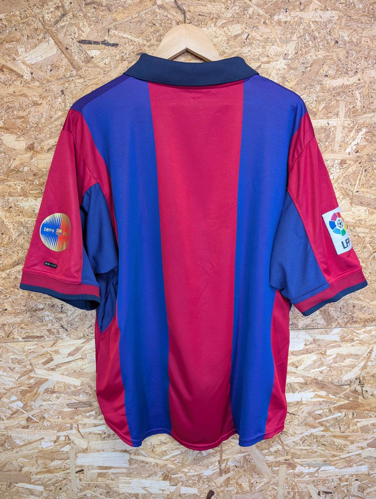 Nike FC Barcelona 2001 2002 Shirt Large Men Short Sleeve Retro FCB Kit Blue Red