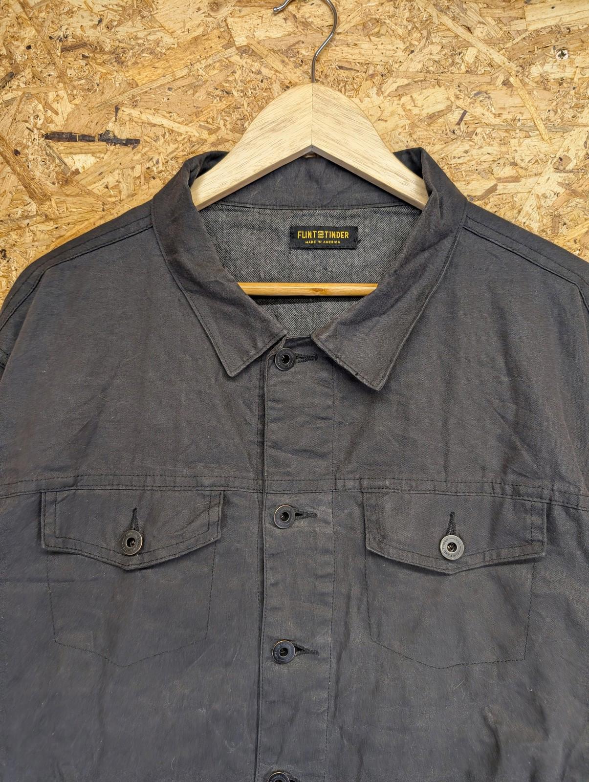 Flint & Tinder Wax Trucker Jacket Large Men Lined Cotton Casual Button Black USA