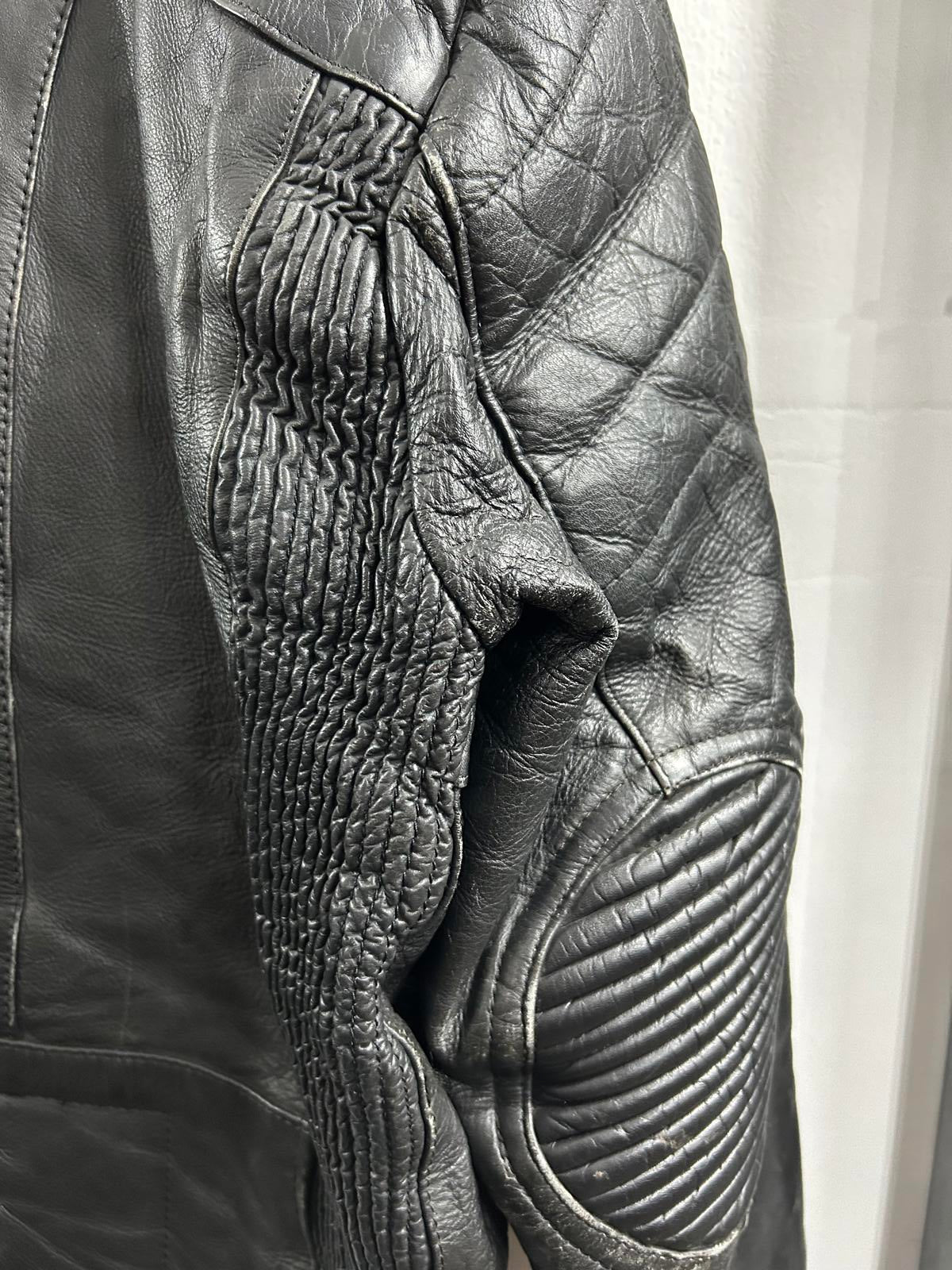 Akaso Leather Jacket Medium 40 Black Vintage 80s Café Racer Biker Distressed