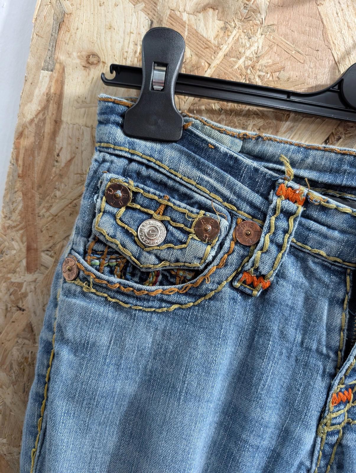True Religion Jeans Size W26 L32 Womens Embroidered Pockets Light Blue Stretch
