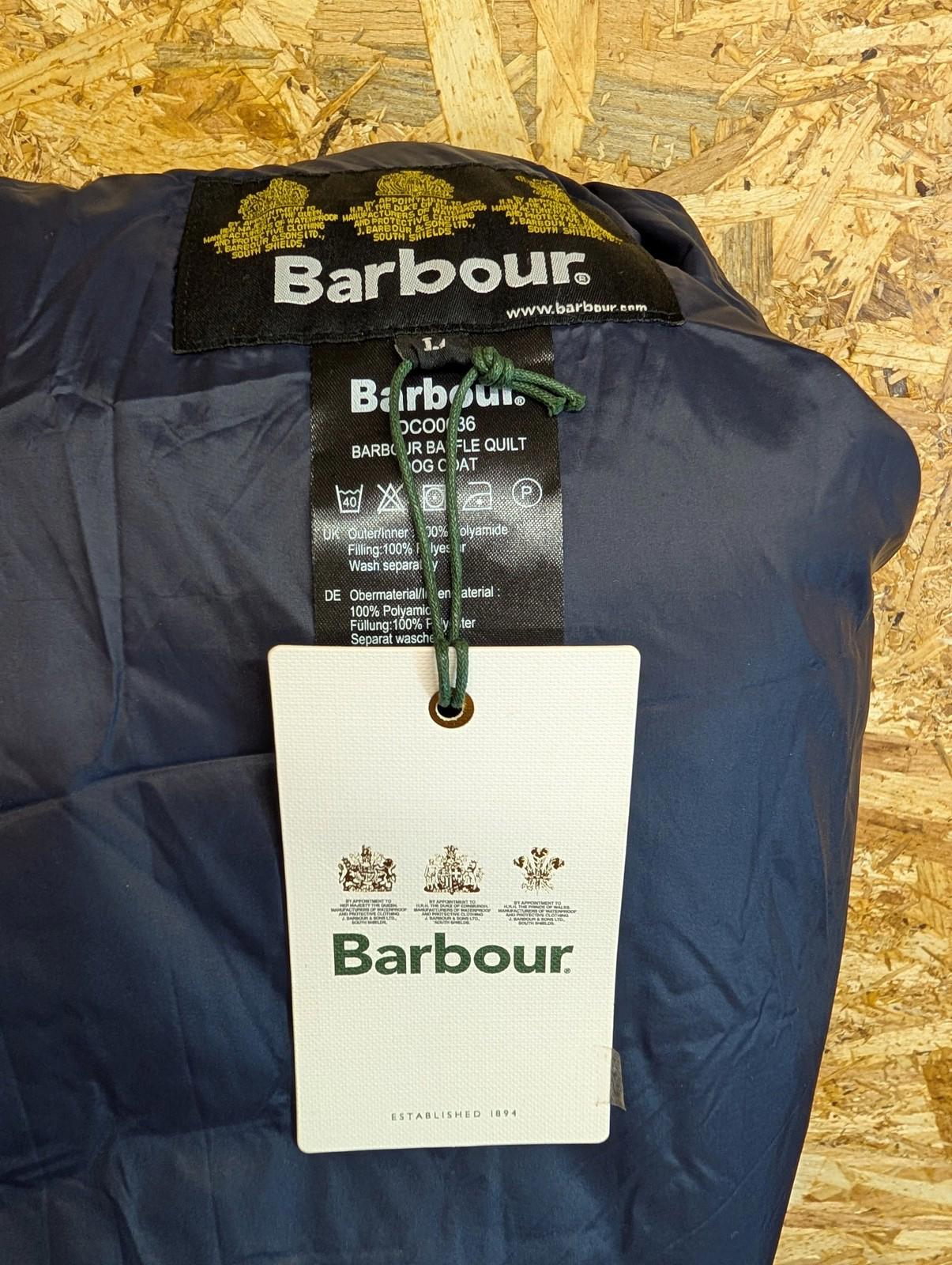 Barbour Baffle Quilt Dog Coat Unisex Large Winter Apparel Navy Blue