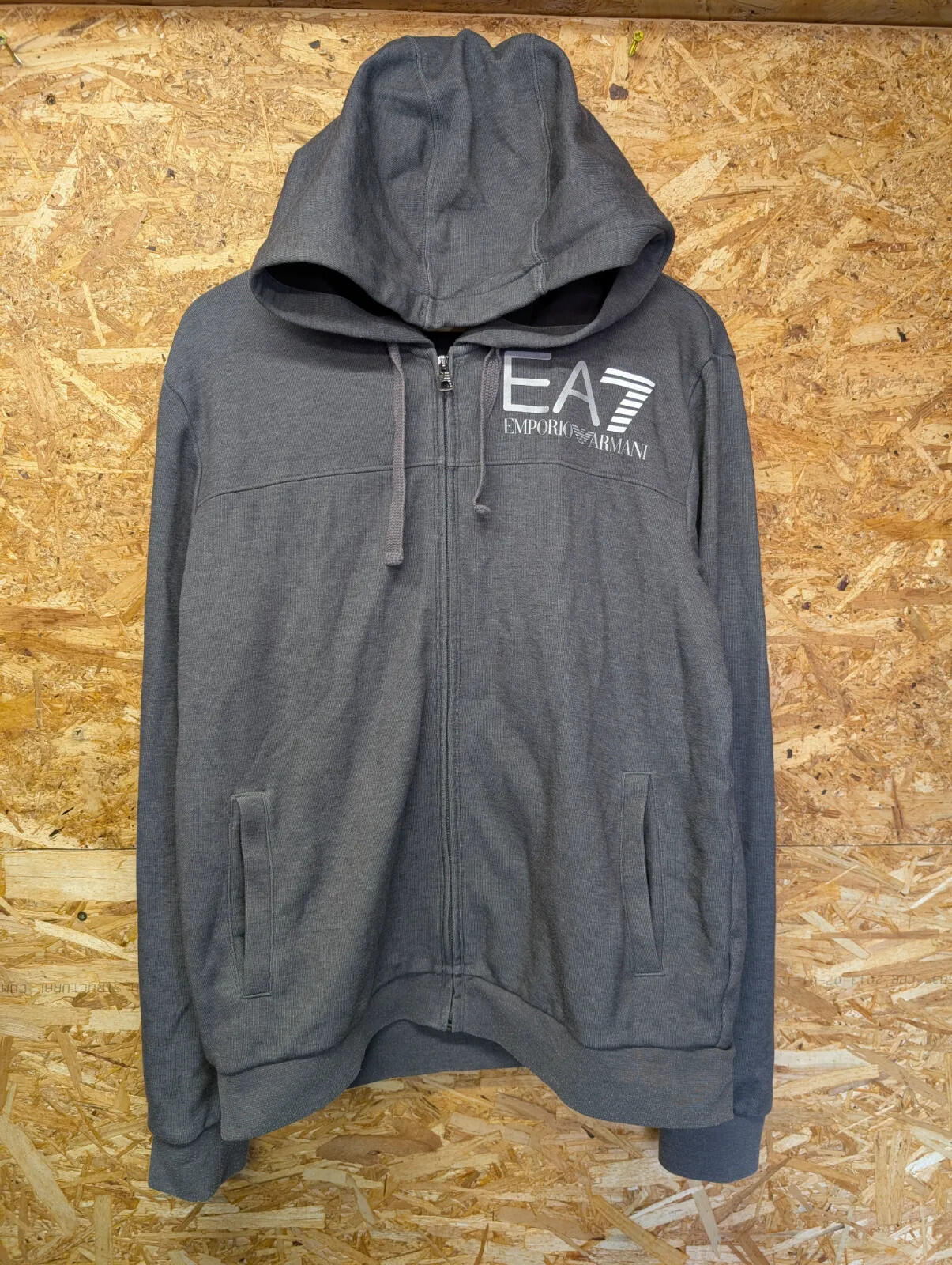EA7 Emporio Armani EA7 Zip Hoodie Mens XXL Grey Cotton Full Zip Hooded Logo