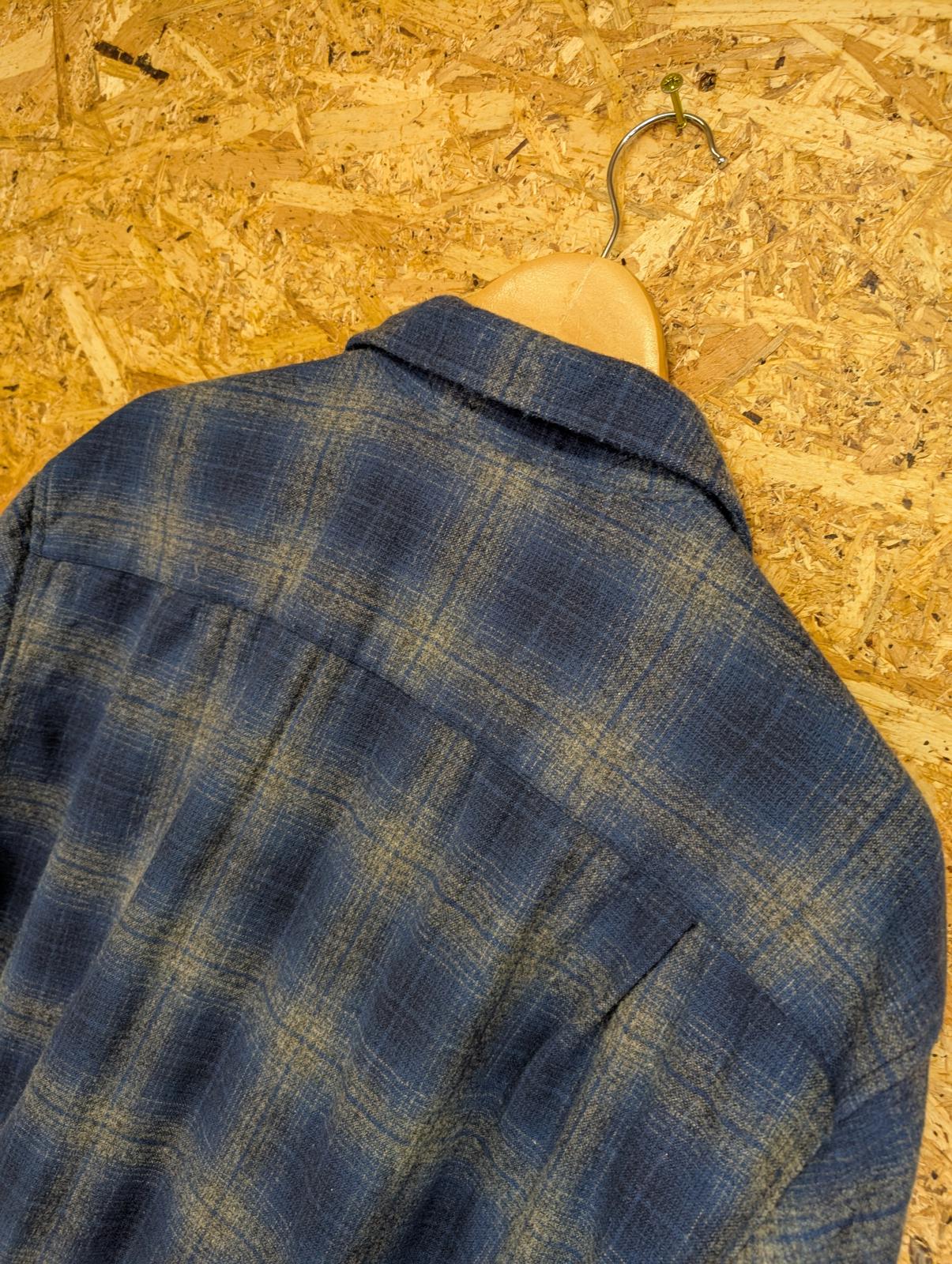 Pendleton Lodge Shirt Mens Large Navy Blue Grey Check Plaid Wool USA