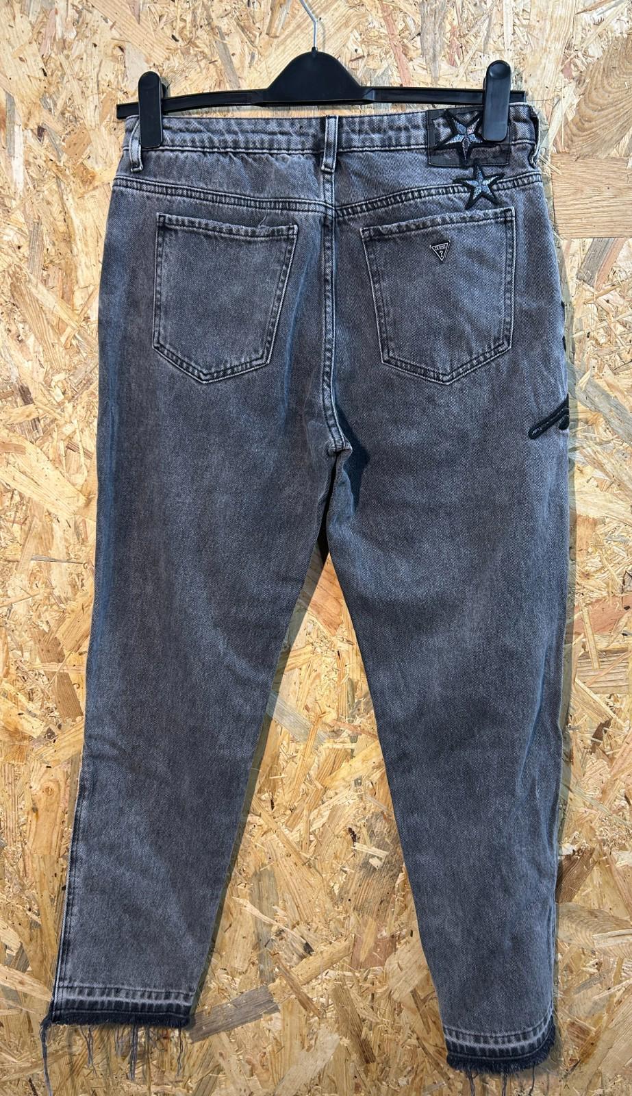 Guess 90s Jeans W30 L29 12 High Rise Flower Embroidered Black Distressed