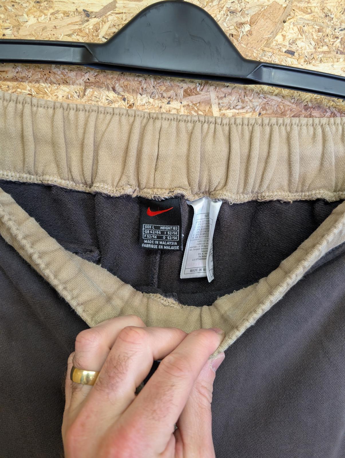 Nike Joggers Large Chocolate Brown Beige Vintage 90s Streetwear Zip Sides Y2K