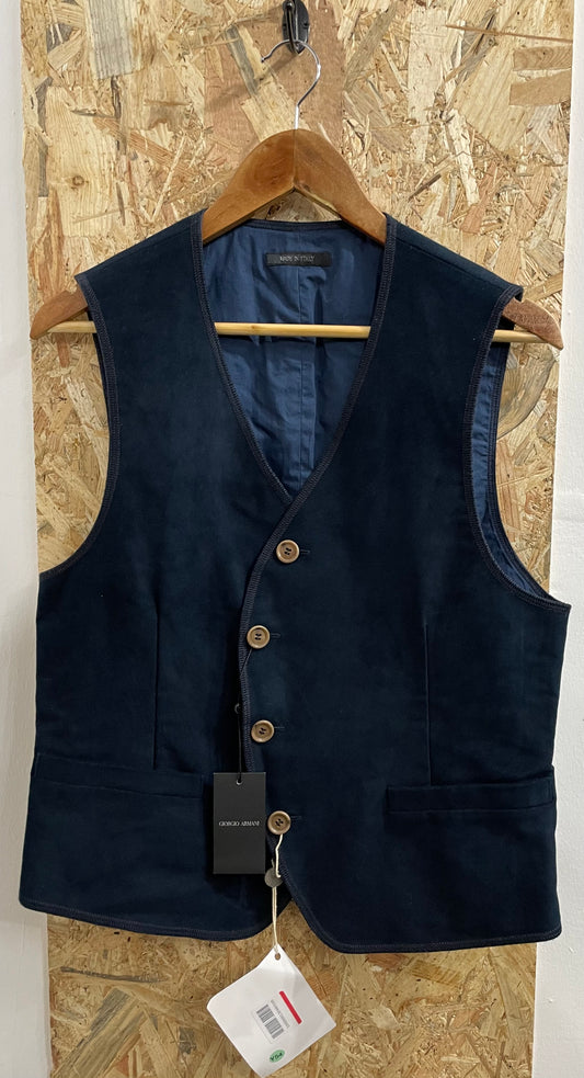 Giorgio Armani Made In Italy Blue Waistcoat Lined Vest 50R Small New With Tags