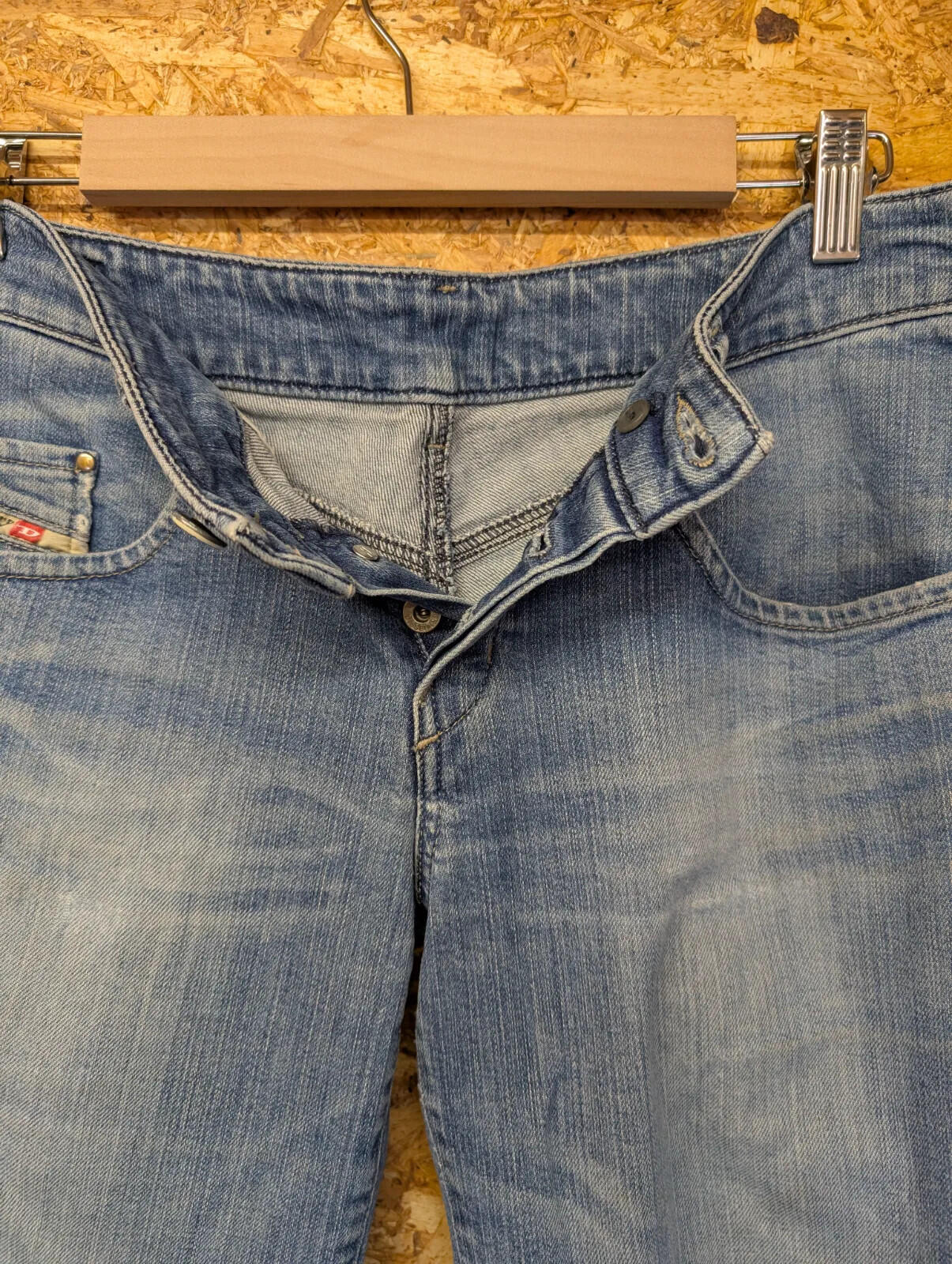 Diesel Vixy Bootcut Jeans Womens W30 L32 Blue Stretch Faded Wash Button 008SR