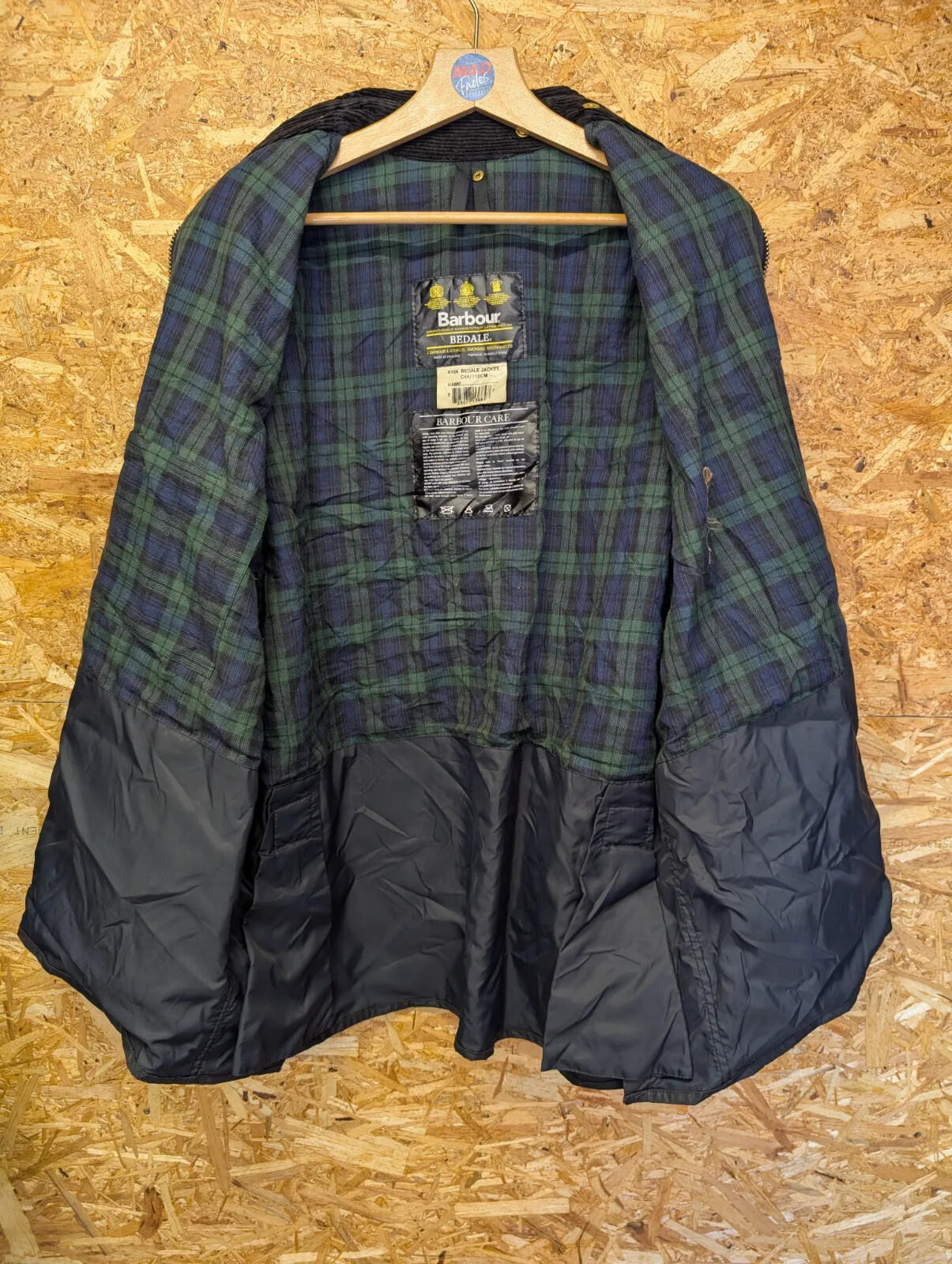 Vintage Barbour Bedale Wax A104 Jacket Mens XL C44 Black Unused 90s Deadstock