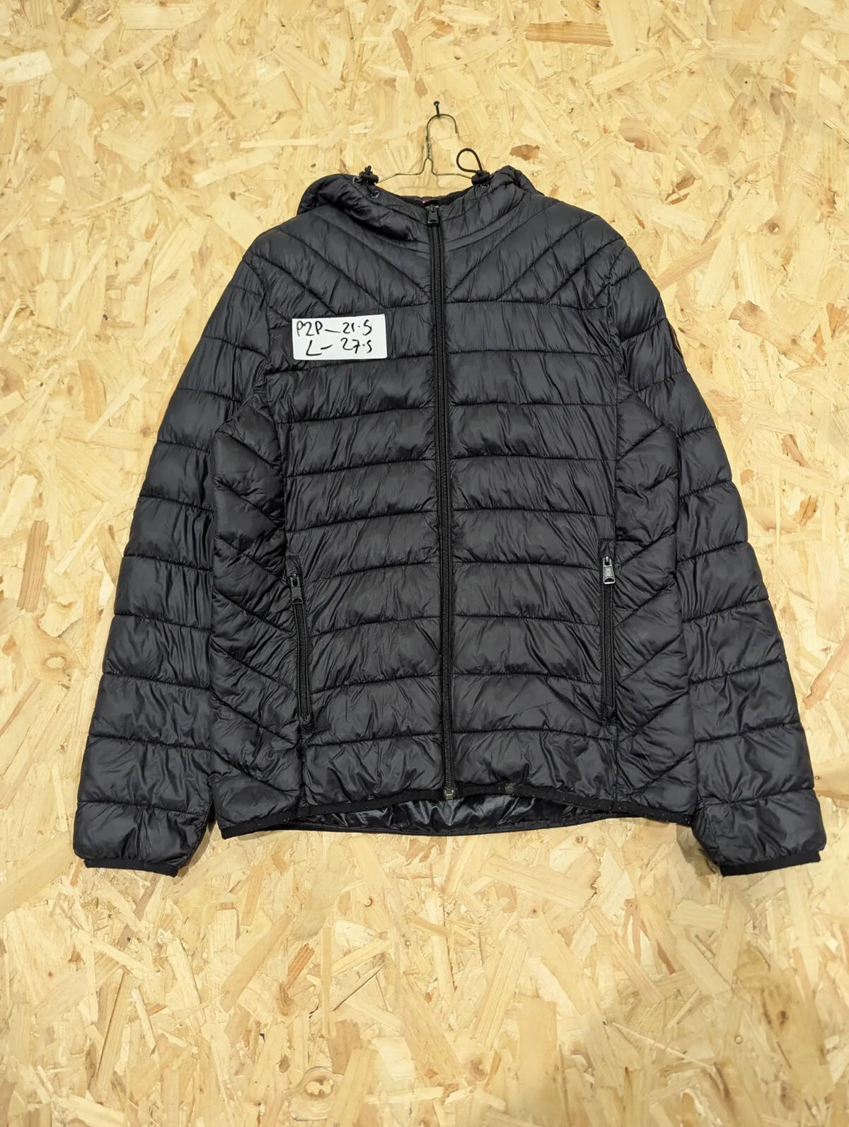 Napapijri Puffer Jacket Mens Medium Black Quilted Insulated Padded Lightweight