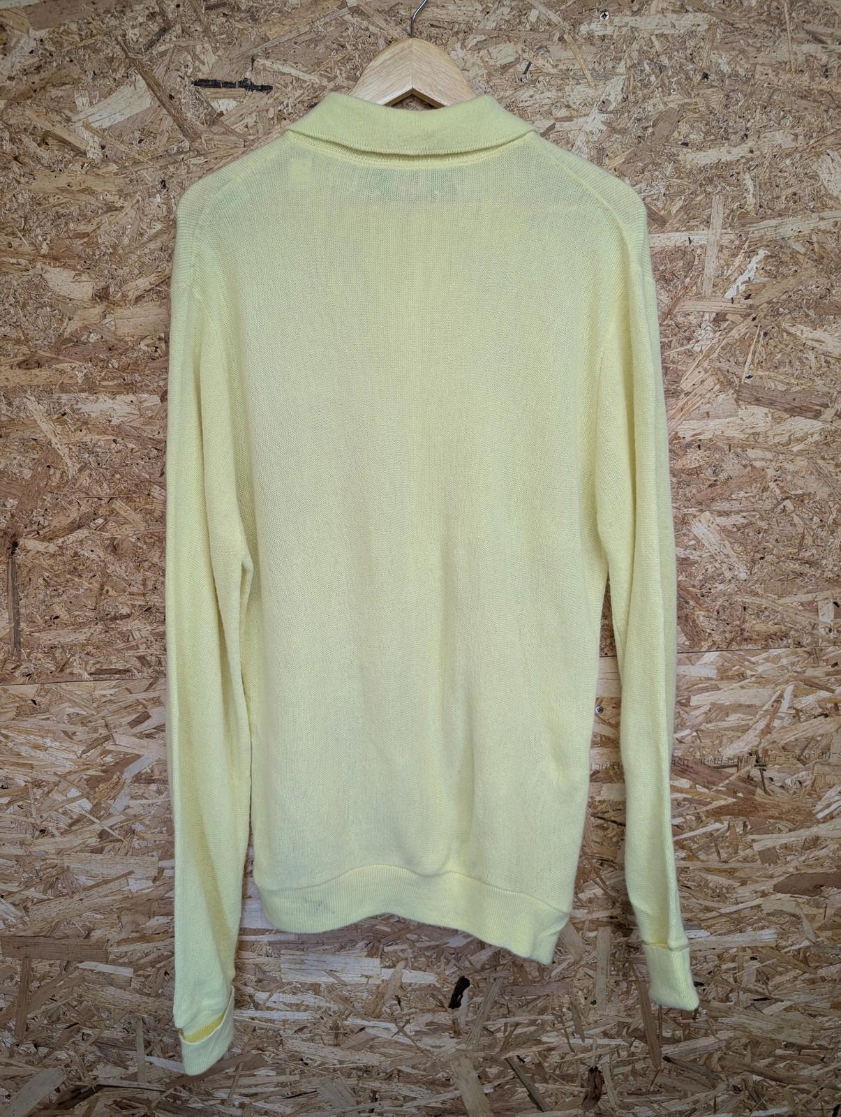 Izod Lacoste Cardigan Jumper Large Men Vintage 1970s Yellow Button Knit Sweater