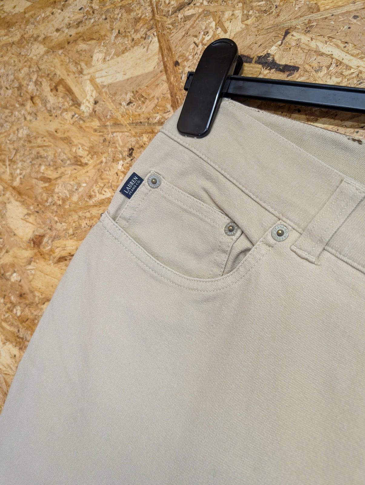 Lauren Jeans Co Trousers Women UK 12 Beige Stone Cotton Blend High Waist Chino