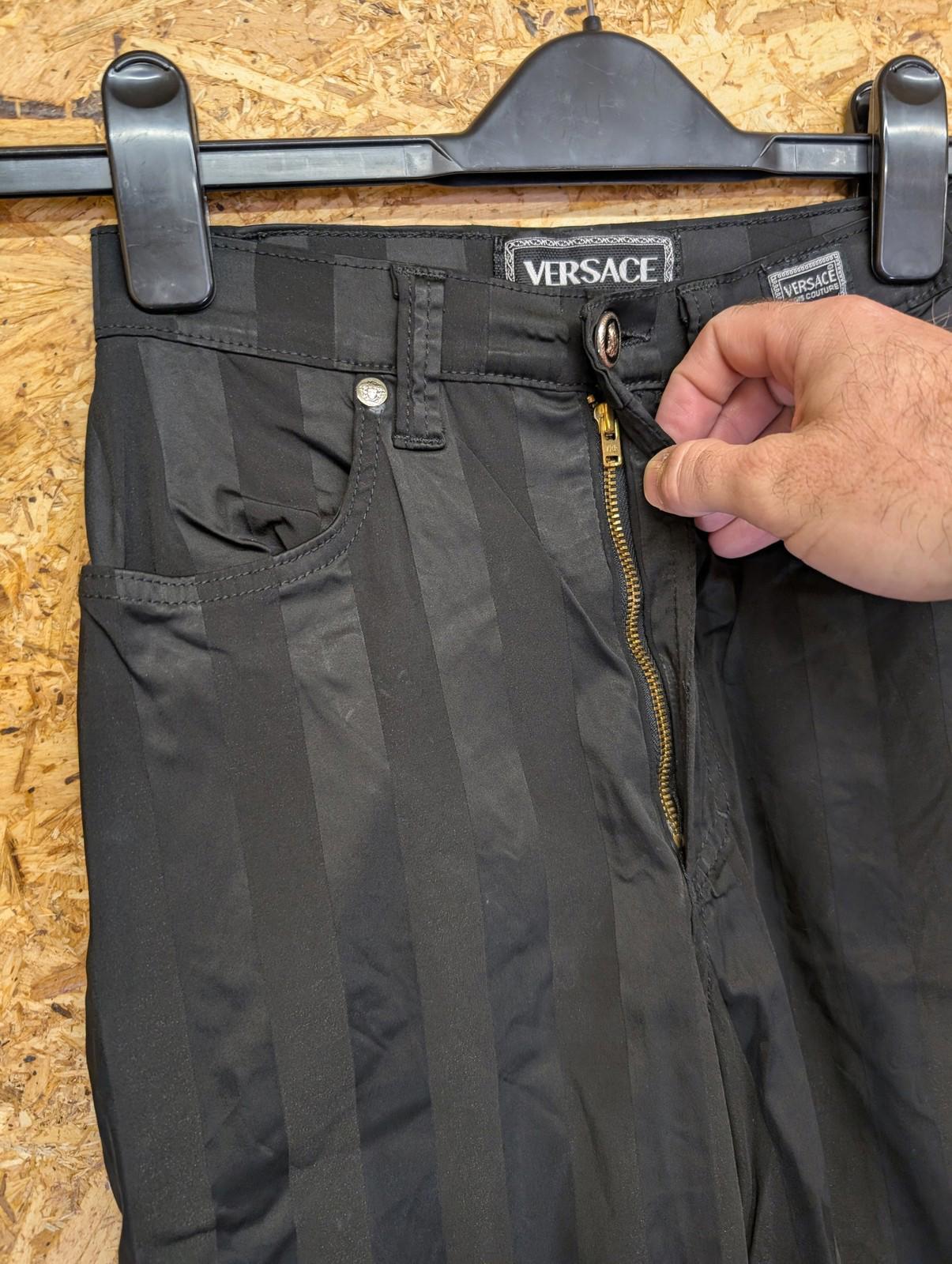 Versace Jeans Girls Age 4-5 W20 L25 Black Striped Trousers Vintage Style