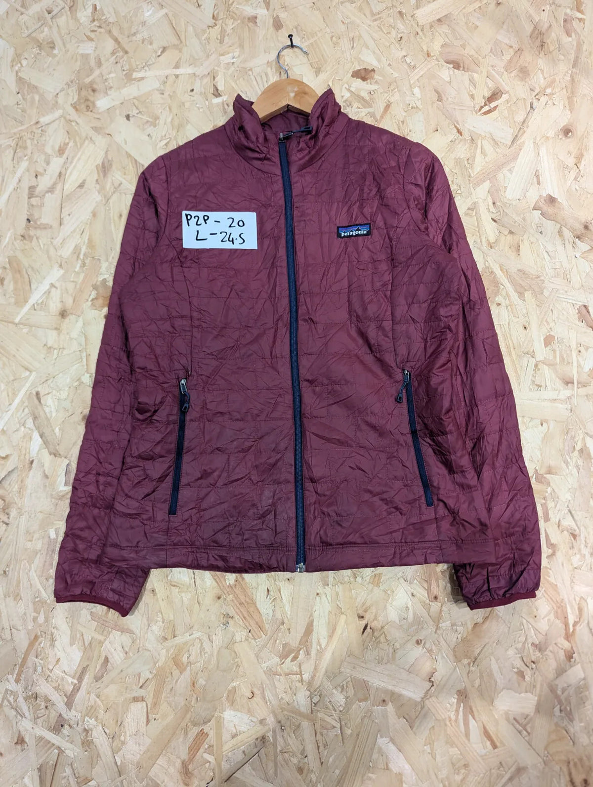 Patagonia Nano Puff Jacket Women Small Burgundy PrimaLoft Quilted Insulated Hood