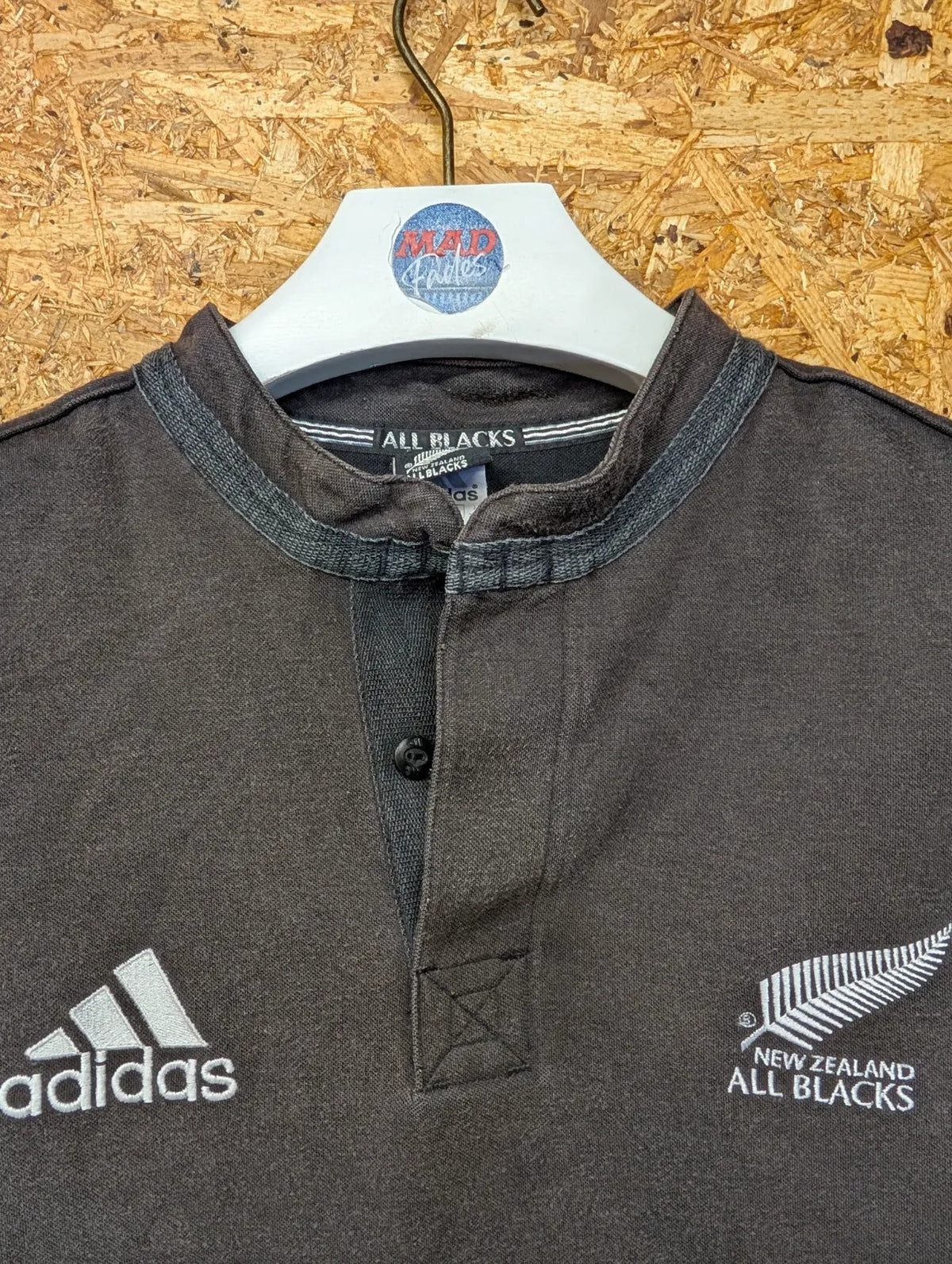 Vintage All Blacks Rugby Mens Large Short Sleeve Shirt Adidas