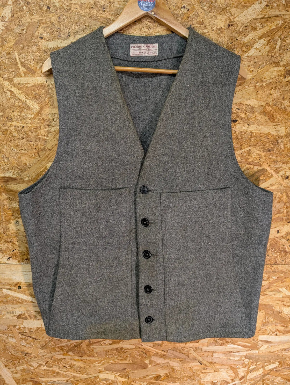Filson Mackinaw Wool Vest Mens XL Heather Grey Body Warmer USA Made Gilet