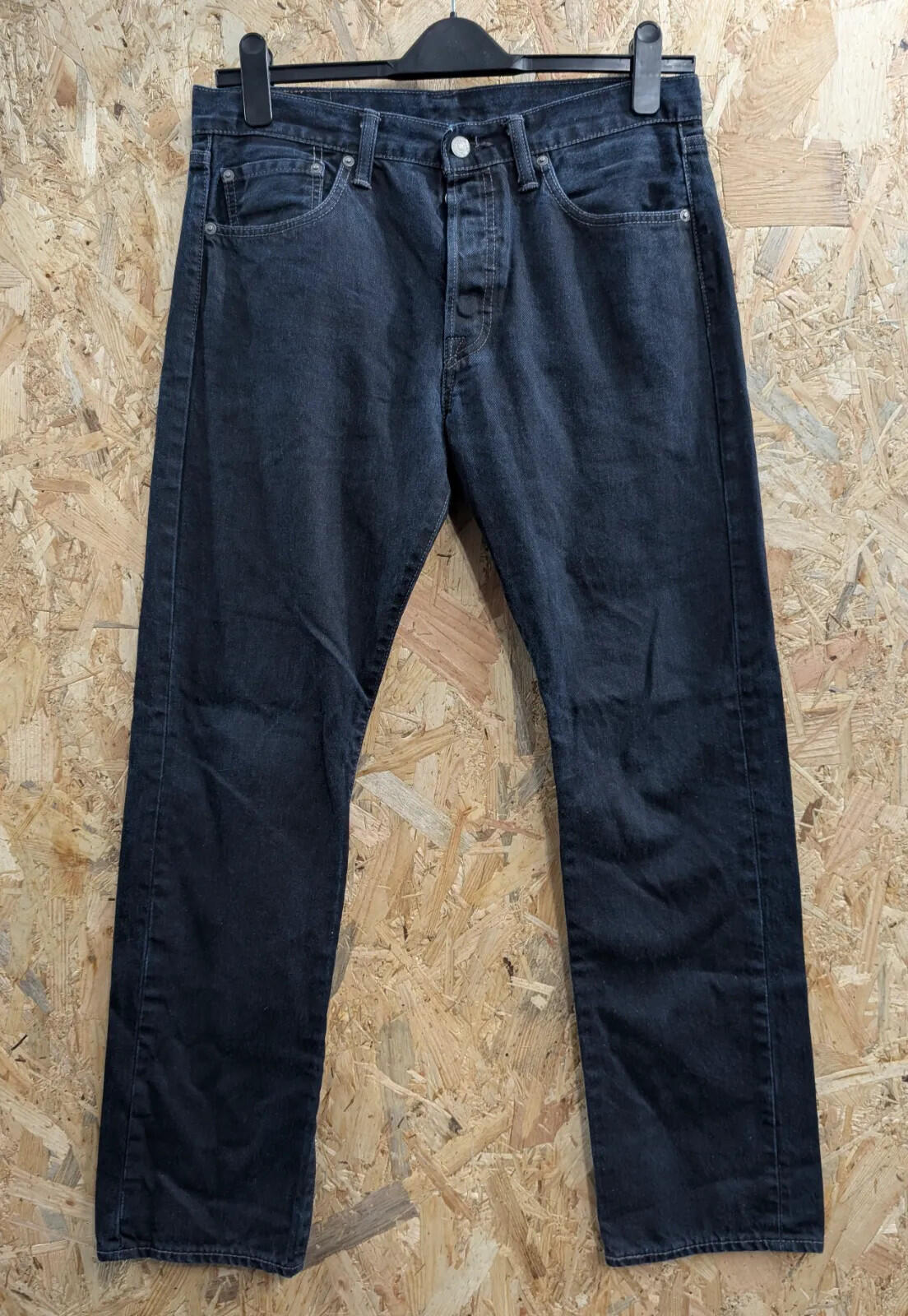 Levis 501 Jeans Men W32 L30 Dark Blue Wash Denim Regular Straight Fit Button Fly