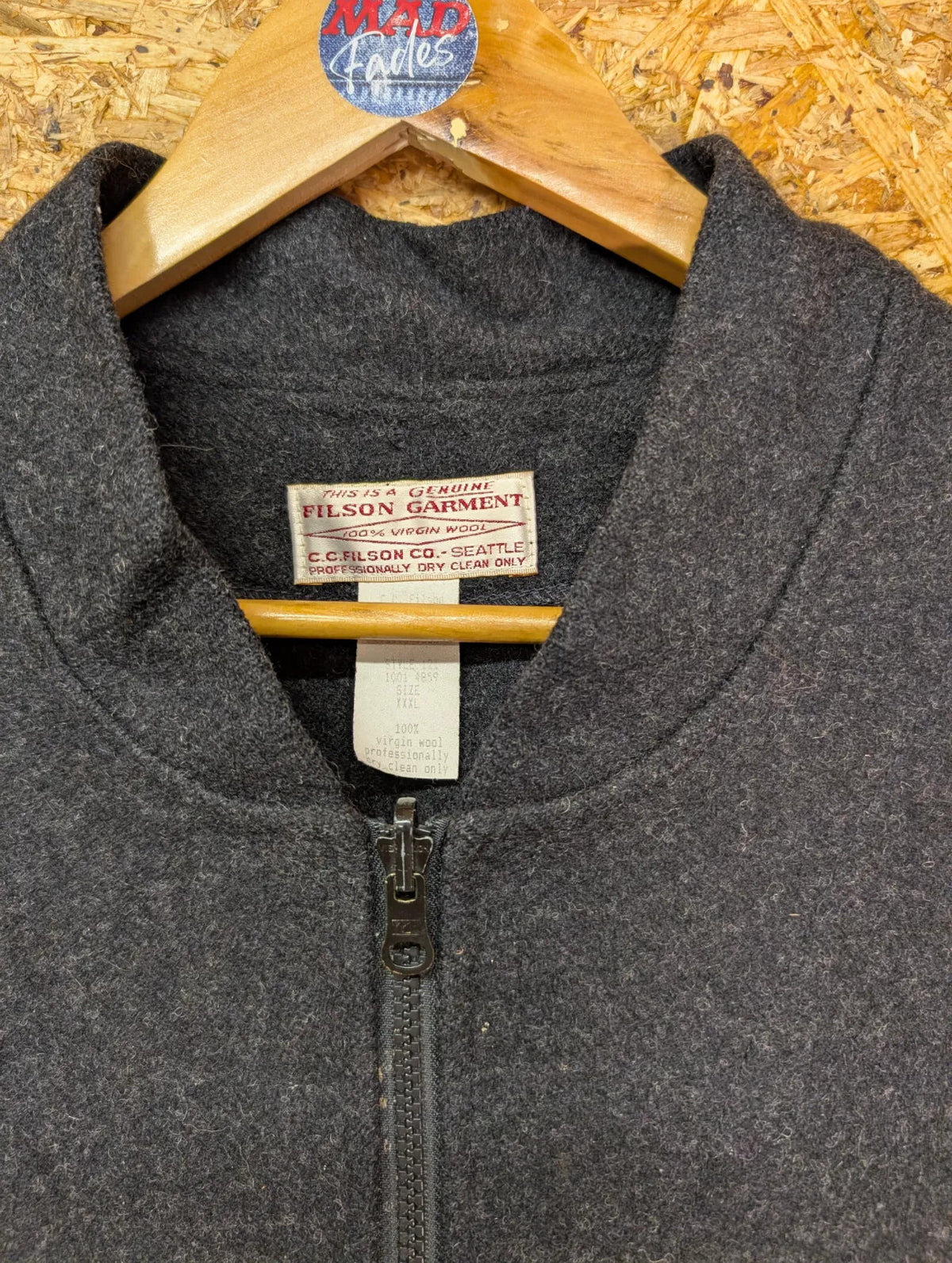 Filson Mackinaw Wool Vest XXXL Charcoal Grey Zip # 121 Liner Gilet Body Warmer