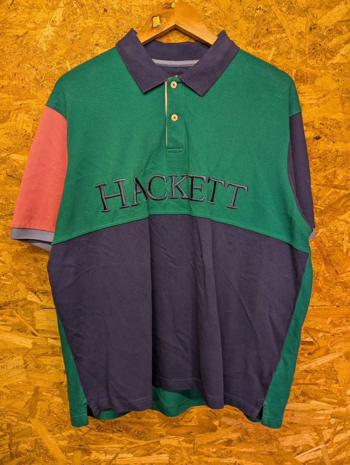 Vintage Hackett London Polo Shirt Mens XXL Green Cotton Embroidered 1 Logo 90s