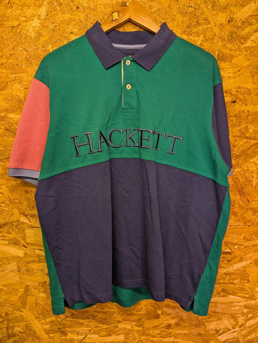 Vintage Hackett London Polo Shirt Mens XXL Green Cotton Embroidered 1 Logo 90s