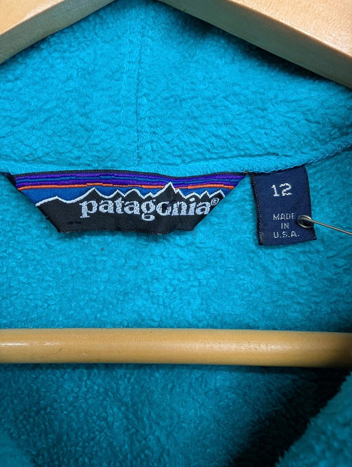 Vintage Patagonia Fleece Jacket Womens Size 12 Full Zip Turquoise Blue 80s 90s
