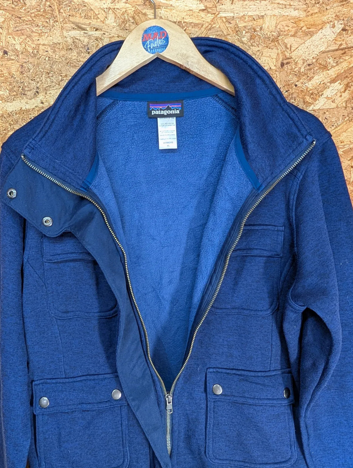 Patagonia Better Fleece Jacket Womens XL Blue Polyester Full Zip Snap Sweater